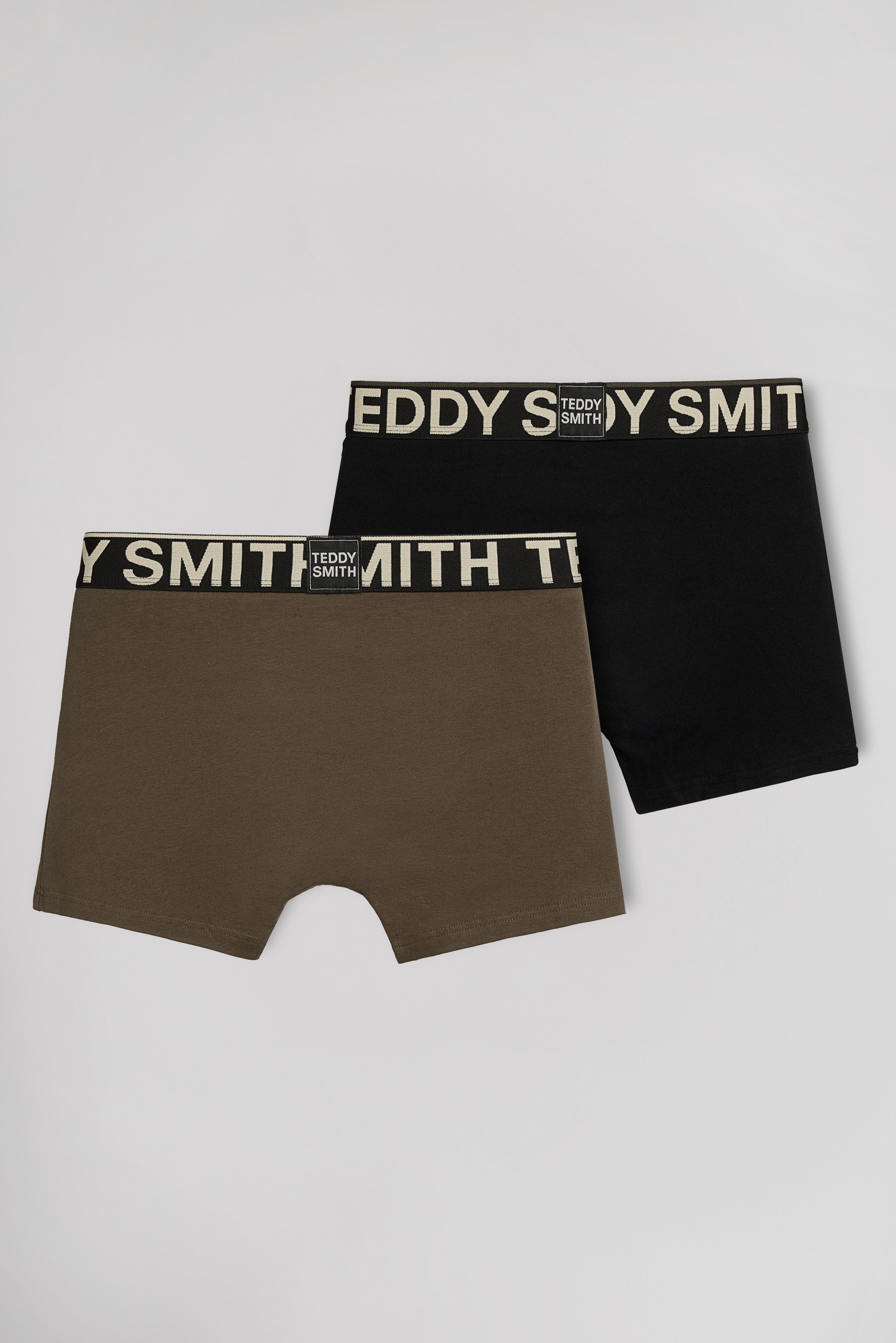 Teddy Smith boxers homme noir kaki lot de 2 coton