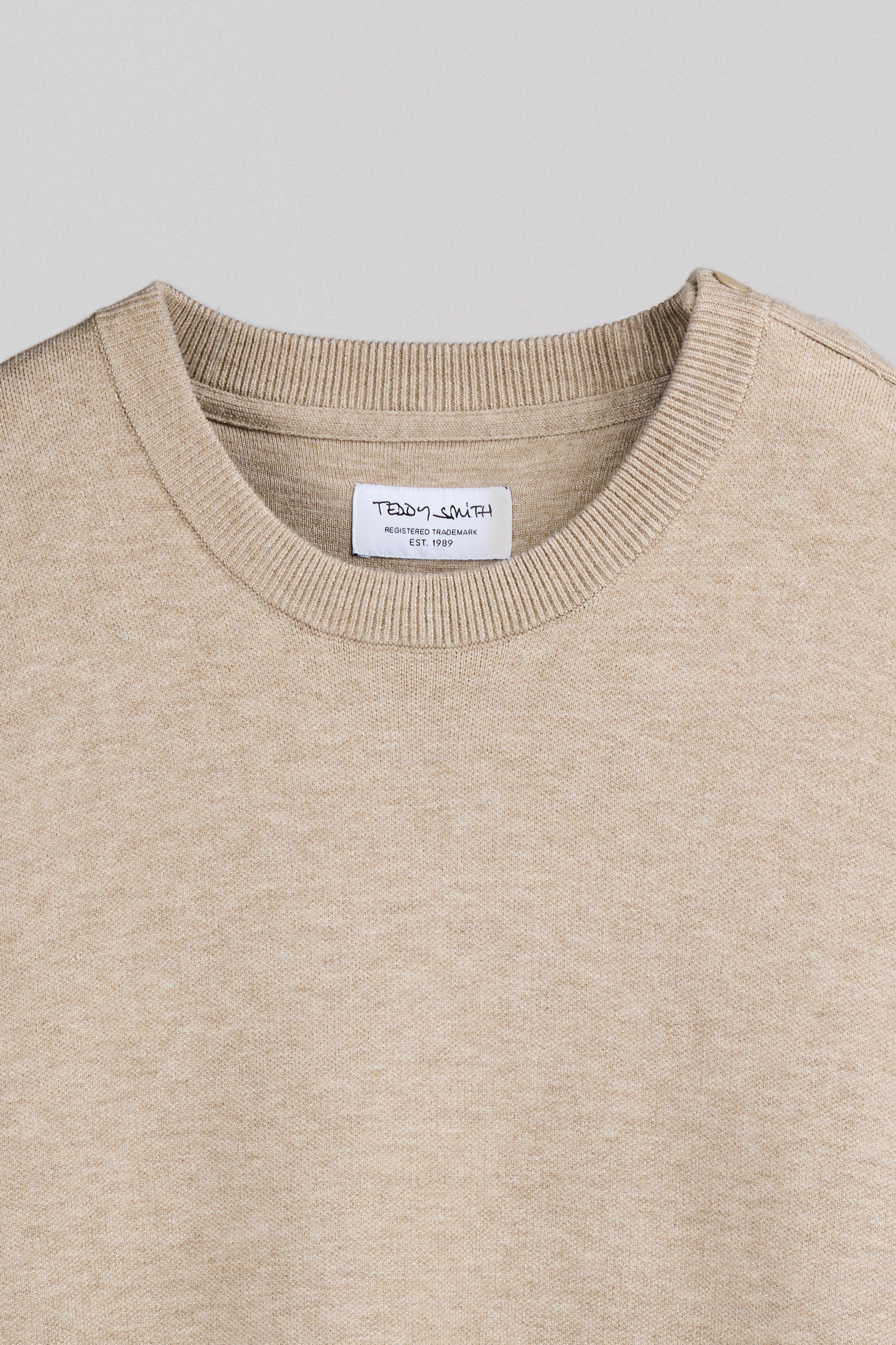 Teddy Smith P-Drystan Beige Chiné pull col rond droit