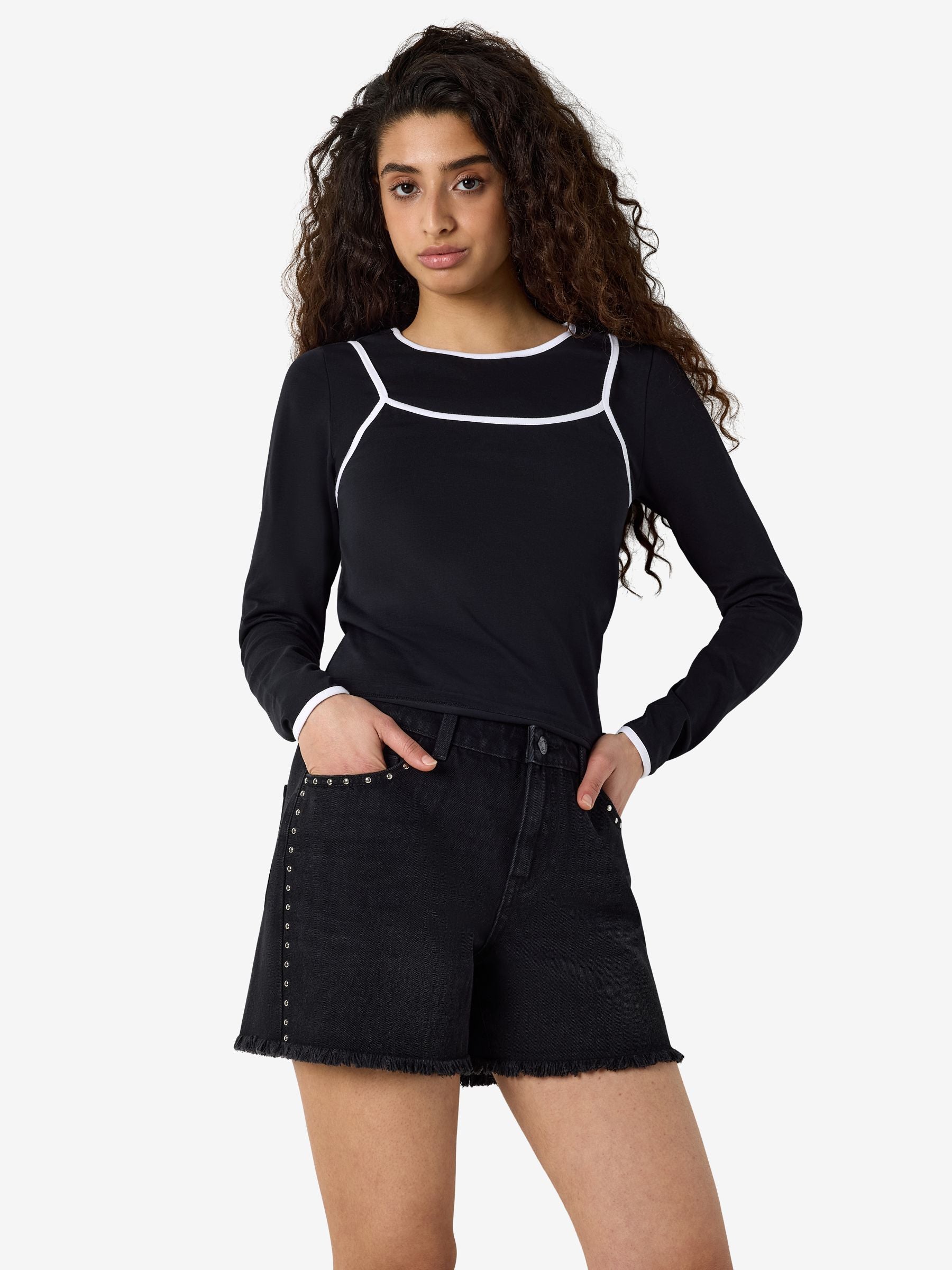 Noisy May NMKerry top manches longues effet superposé slim