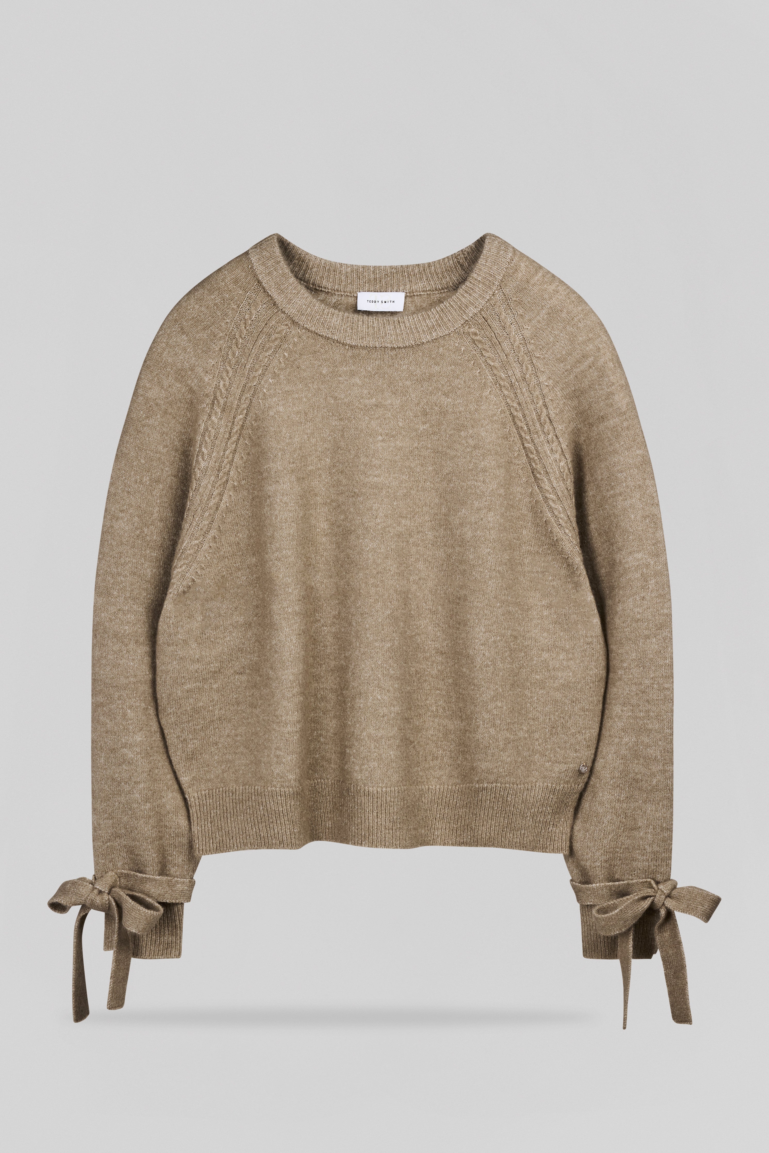 Teddy Smith P-Loki pull maille wolf beige noeuds poignets
