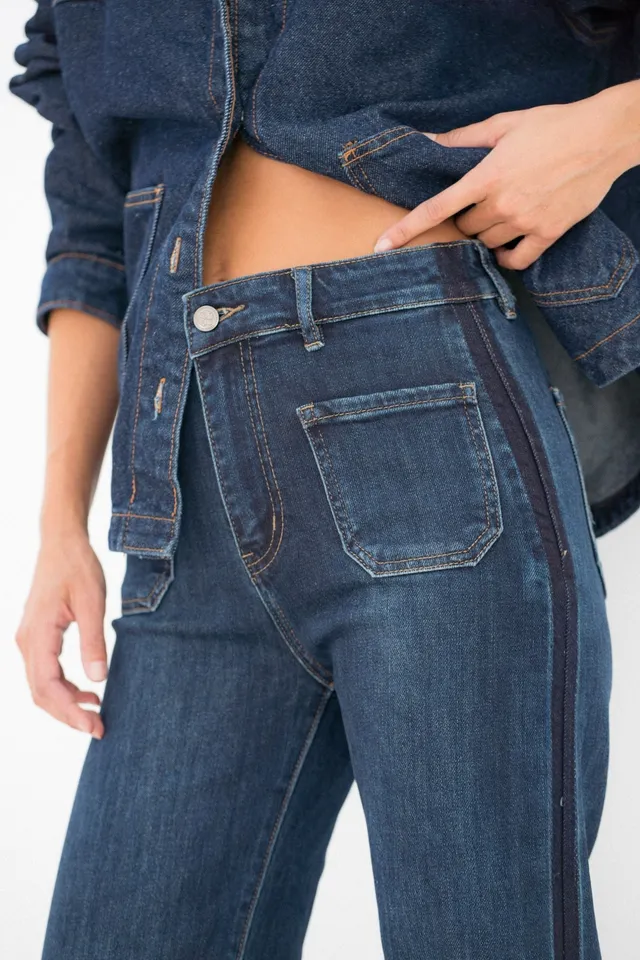 Maison Onado Linnine jean wide bleu surpiqûres