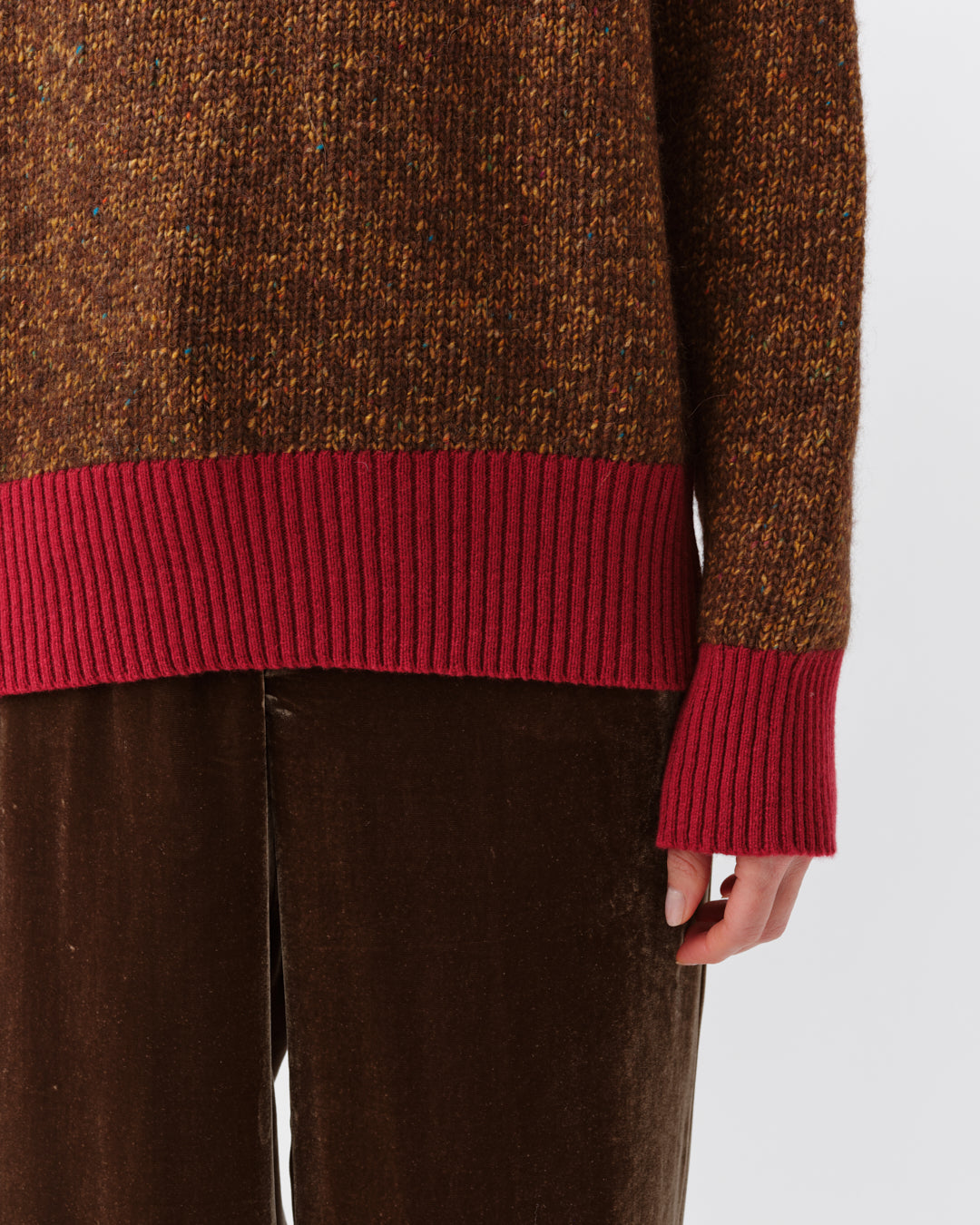 DIEGA PUMANJO pull maille camel rouge