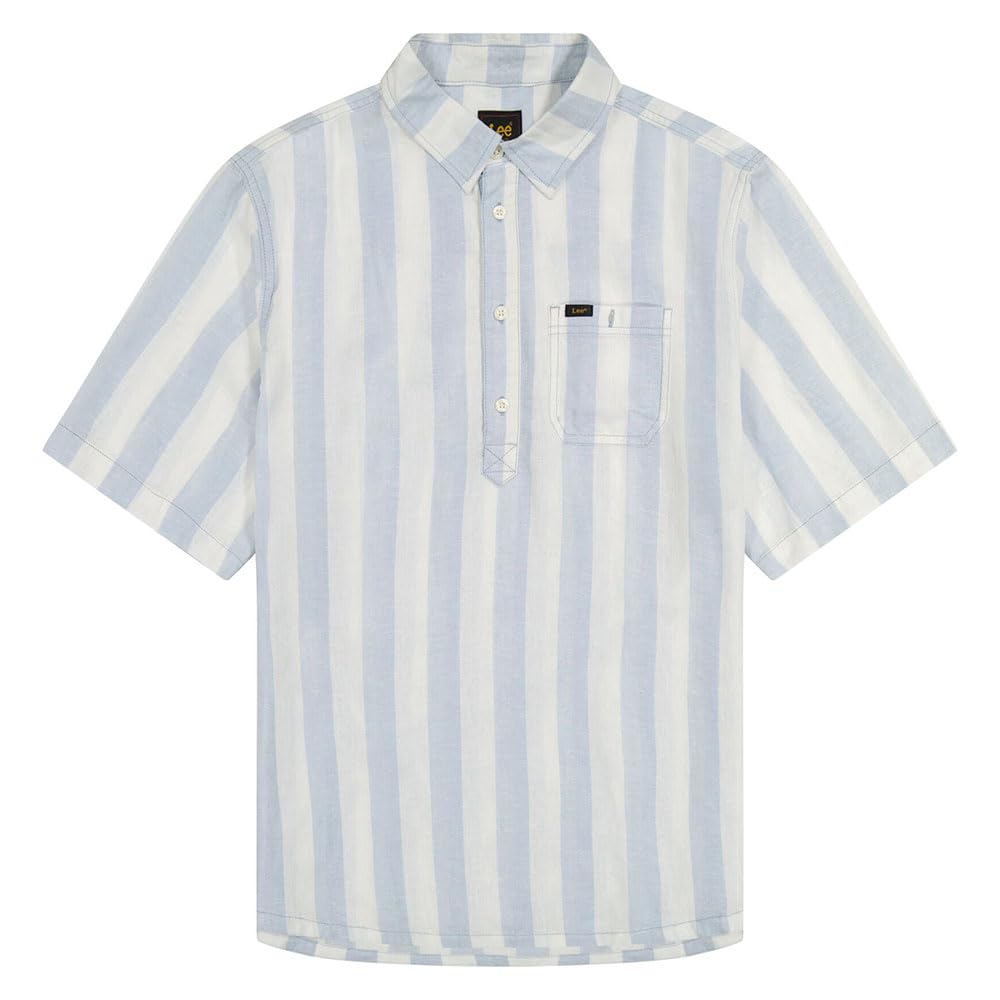 Lee Popover Shirt SS chemise homme Indigo Patchwork Dobby coton