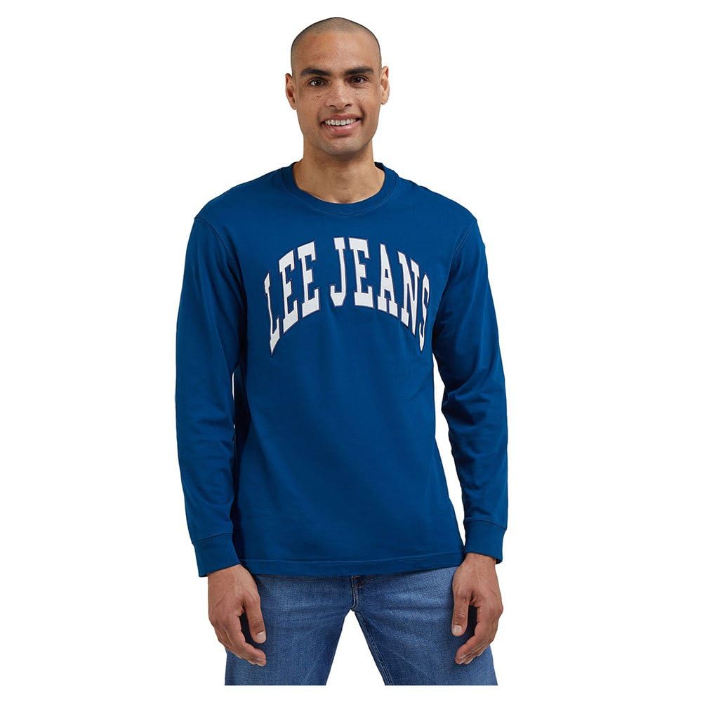 Lee Varsity Tee T-Shirt Homme Bleu Manches Longues