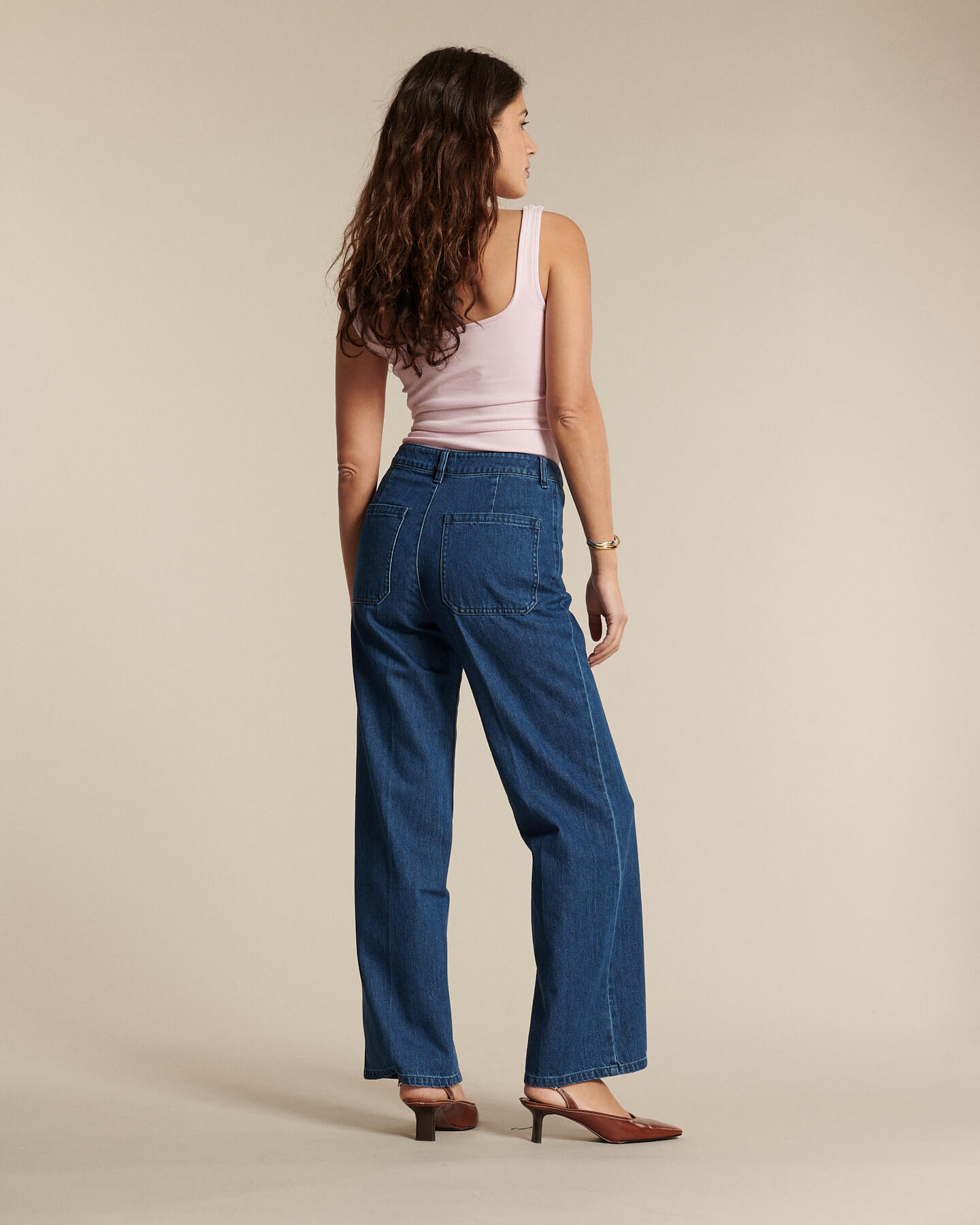 Labdip Swann IN 50 jean large taille haute bleu