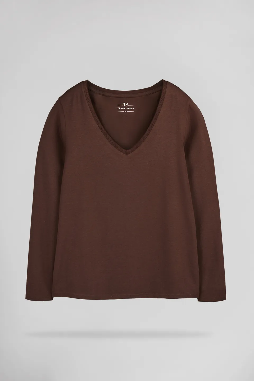 Teddy Smith T-Miana ML t-shirt col V chocolat