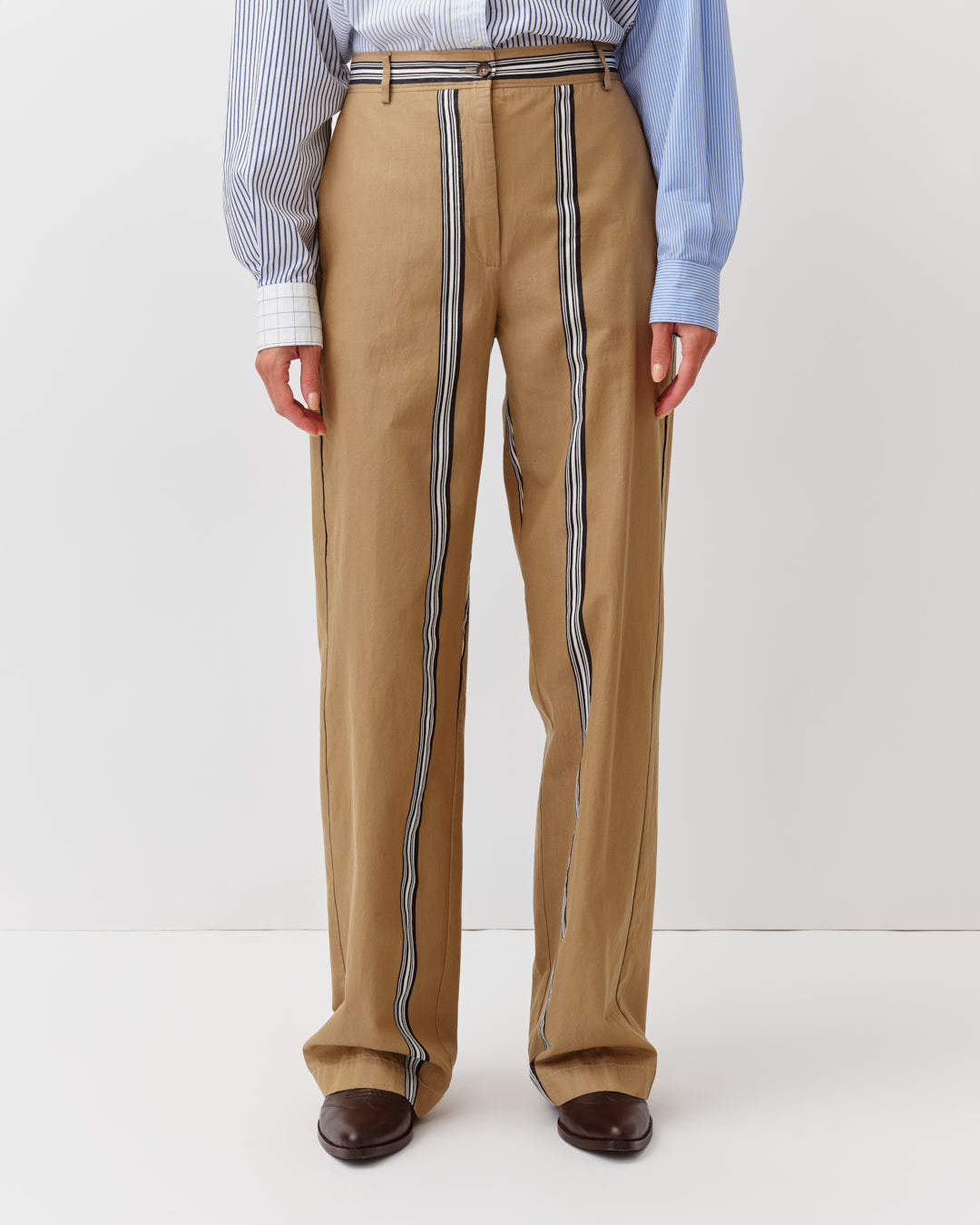 DIEGA PIMAO pantalon camel marine large fluide