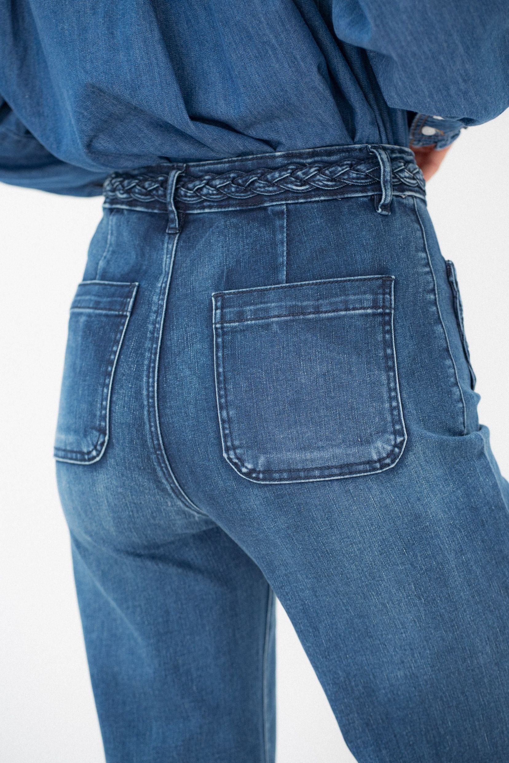 Maison Onado Faustine jean wide bleu délavé taille haute