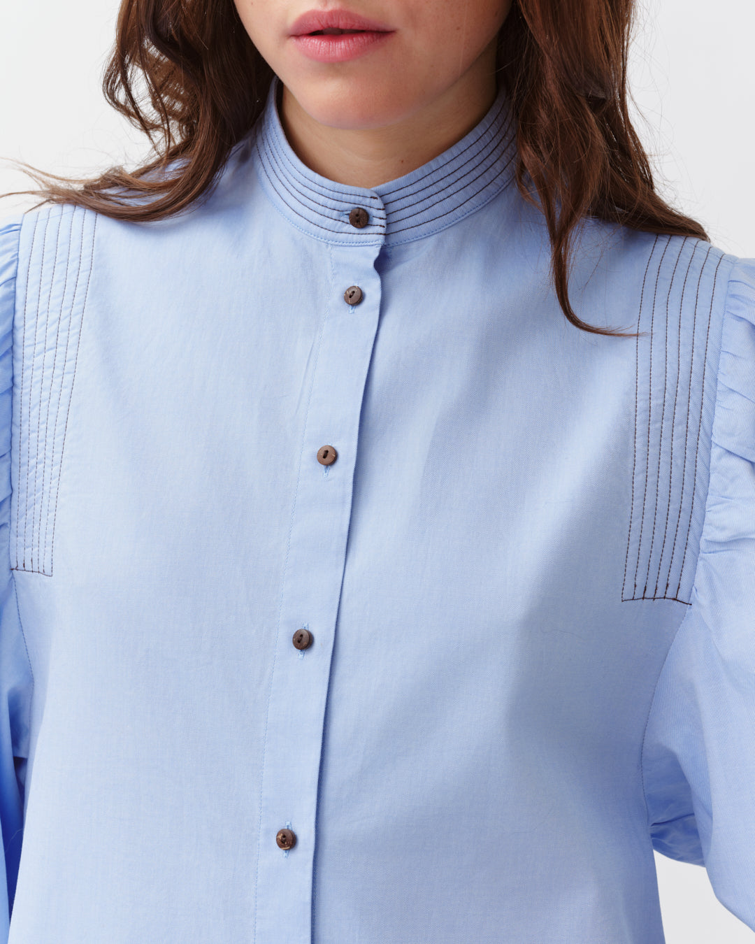 DIEGA CAMOA chemise ciel col officier coton