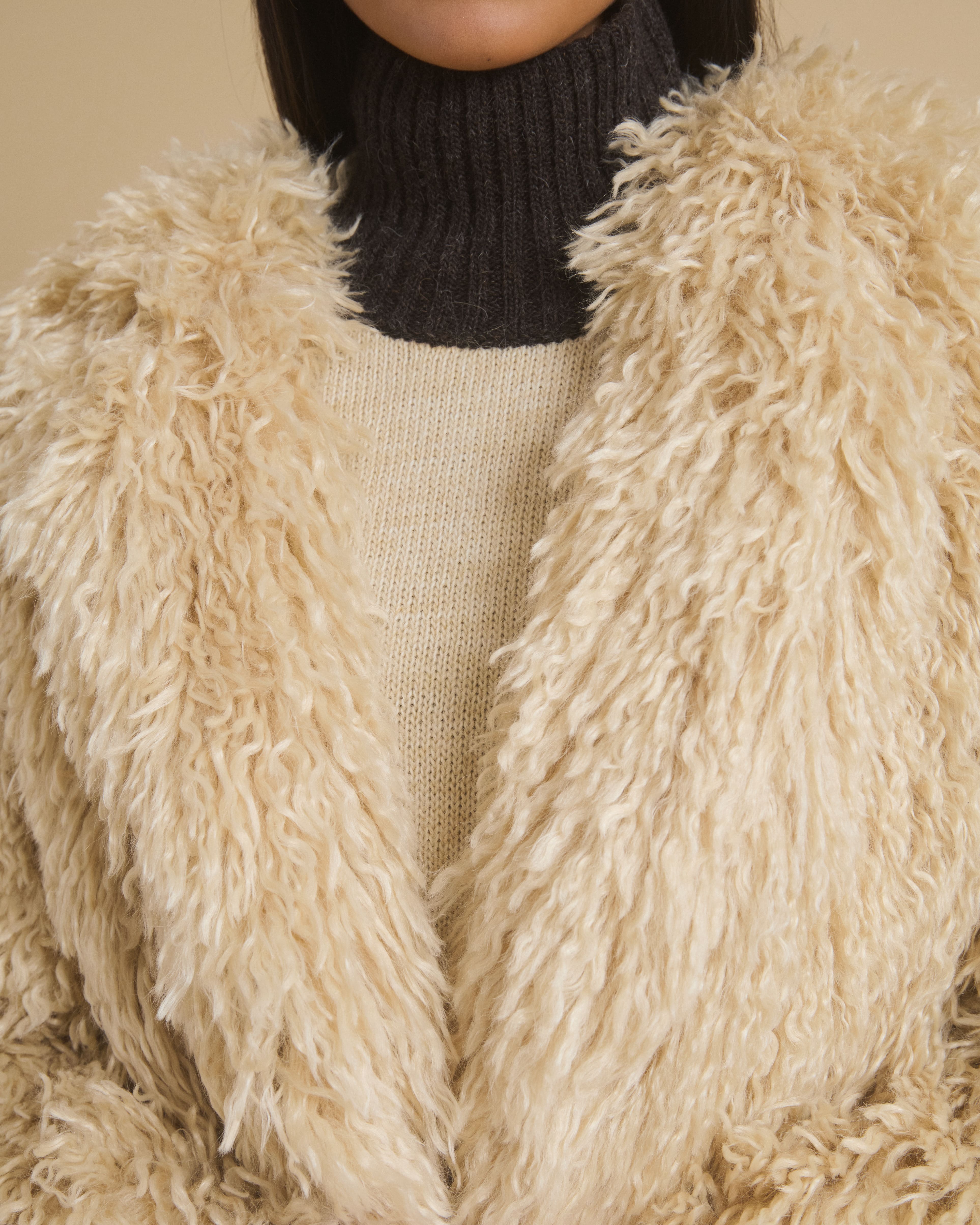 DIEGA MALIO manteau fausse fourrure écru