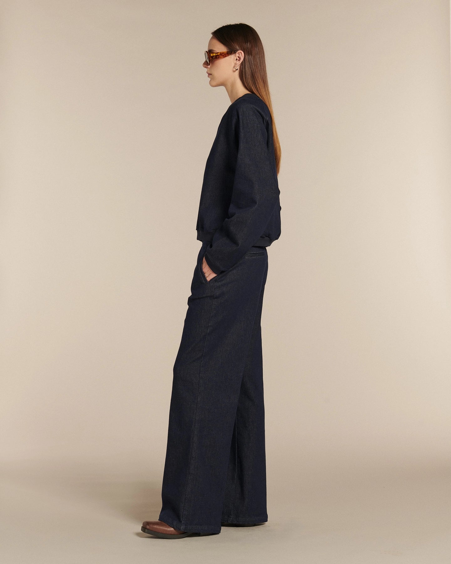 Labdip Napa Long jean flare taille haute denim laine