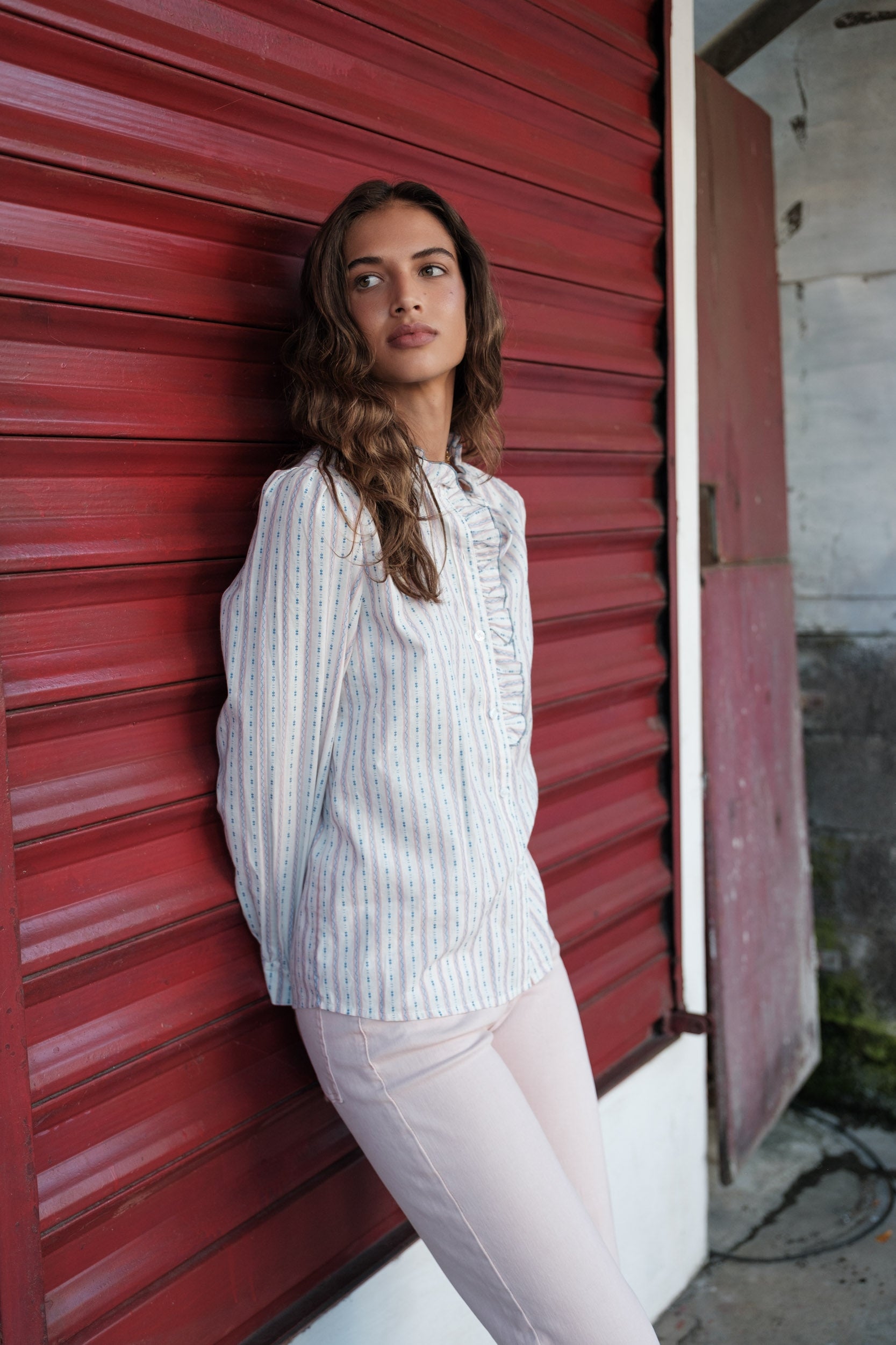 Maison Onado Elaine chemise écrue rayée coton