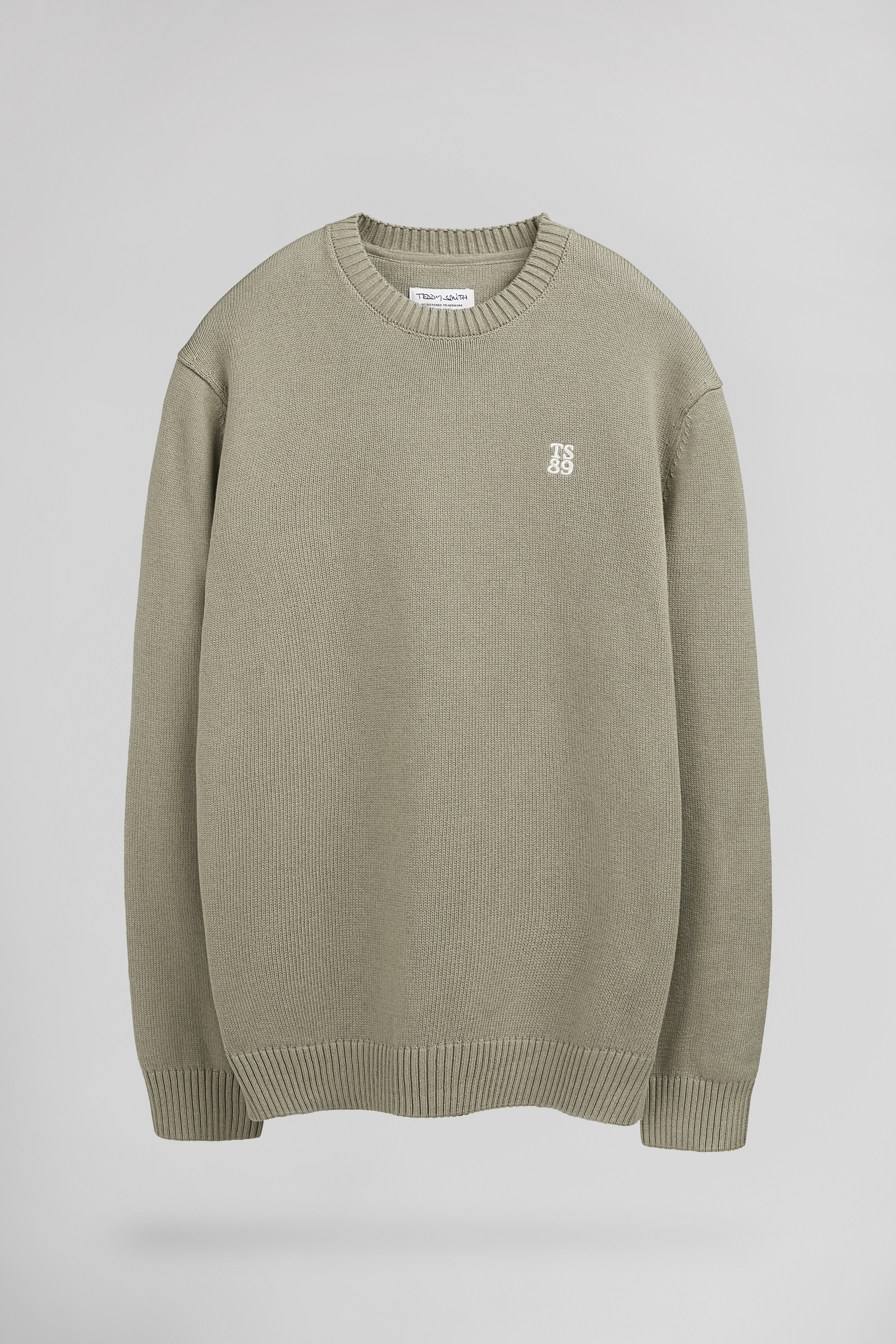 Teddy Smith P-Jimmy pull coton col rond bleach kaki