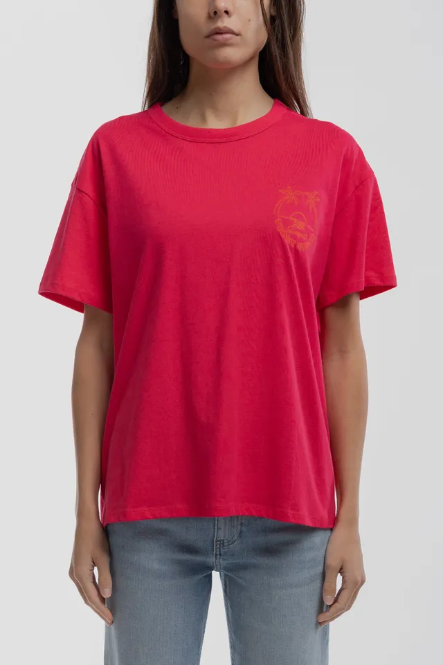 Teddy Smith T-Surf t-shirt femme rose fuchsia coton