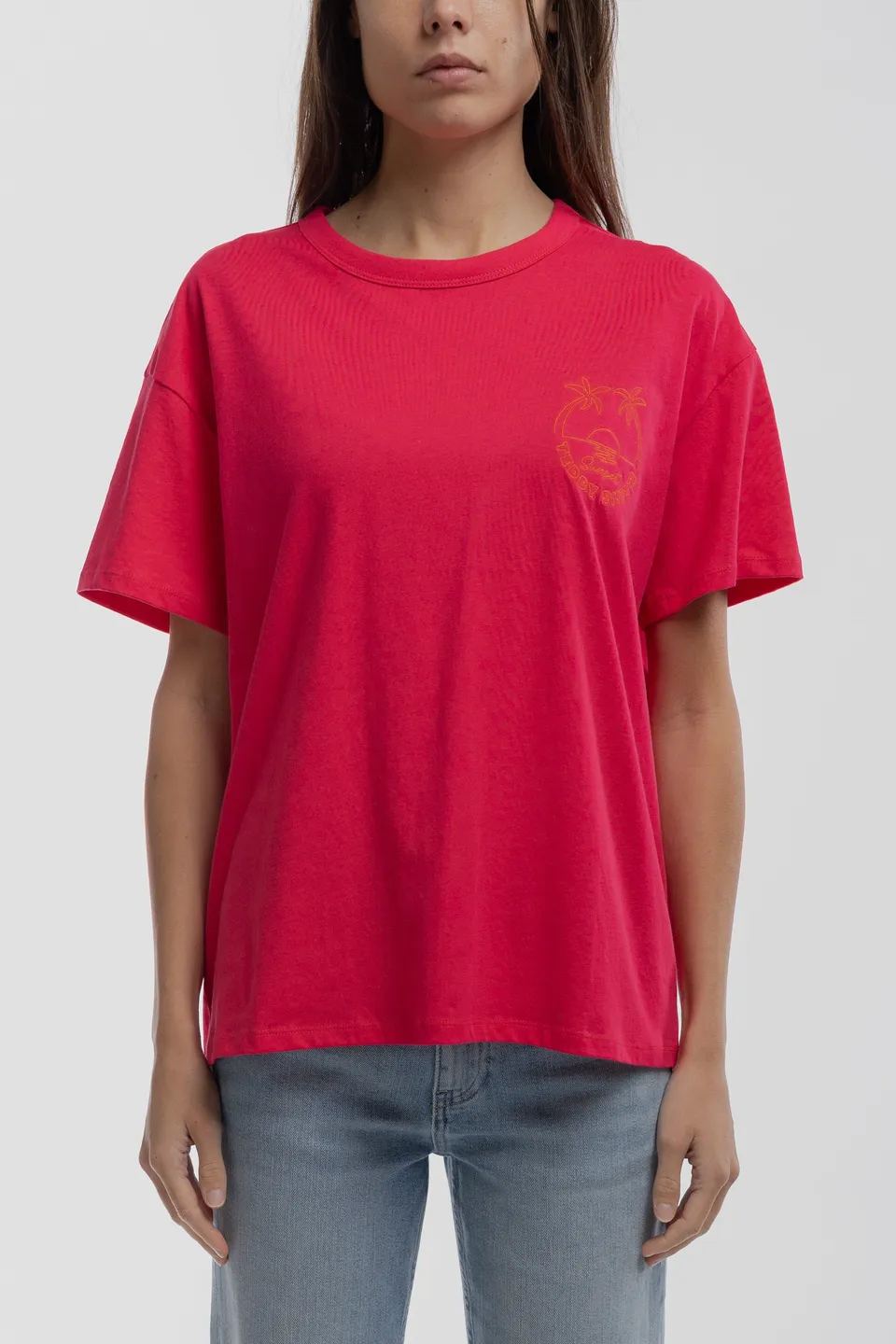 Teddy Smith T-Surf t-shirt femme rose fuchsia coton