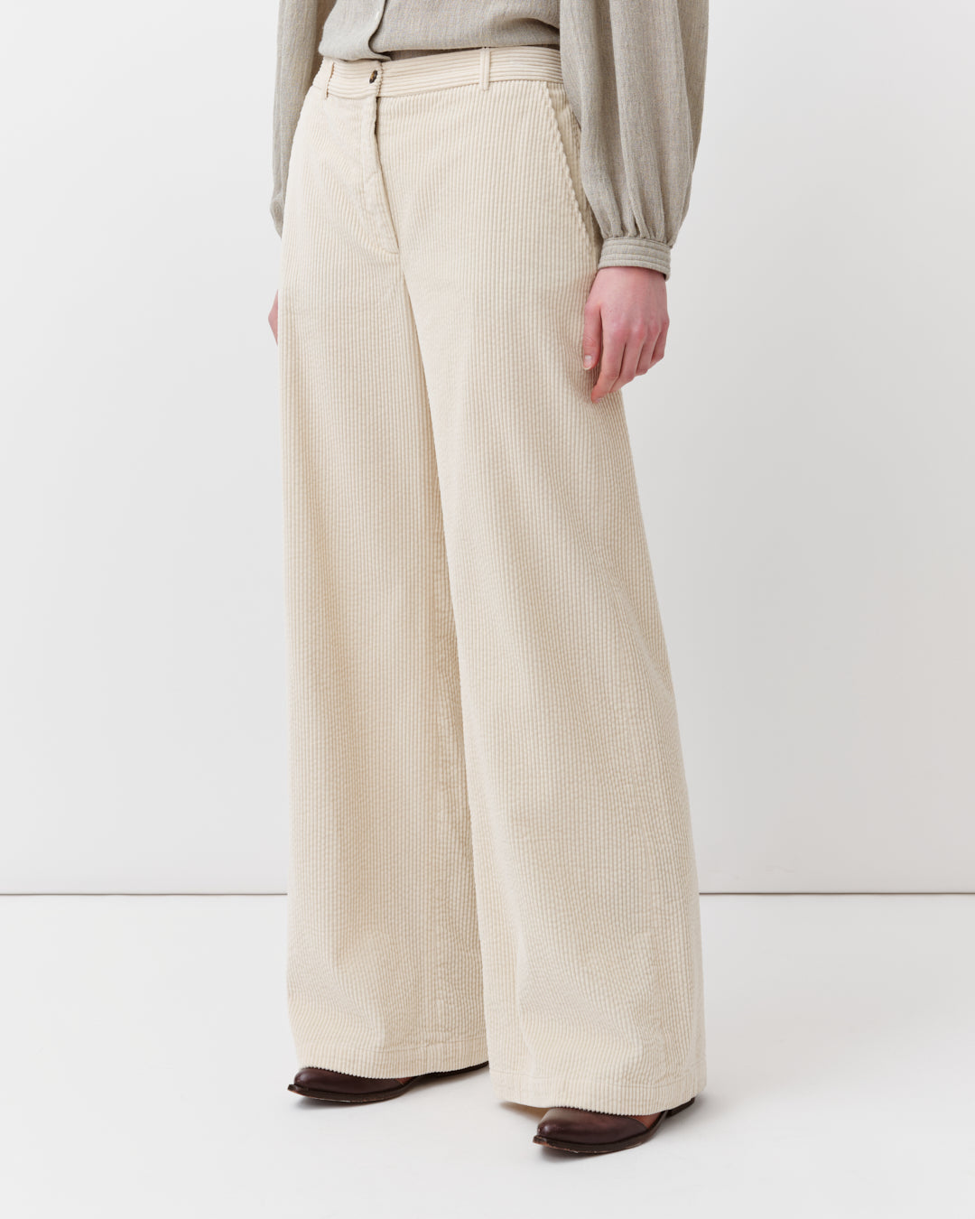 DIEGA PIEDRO pantalon écru velours coton
