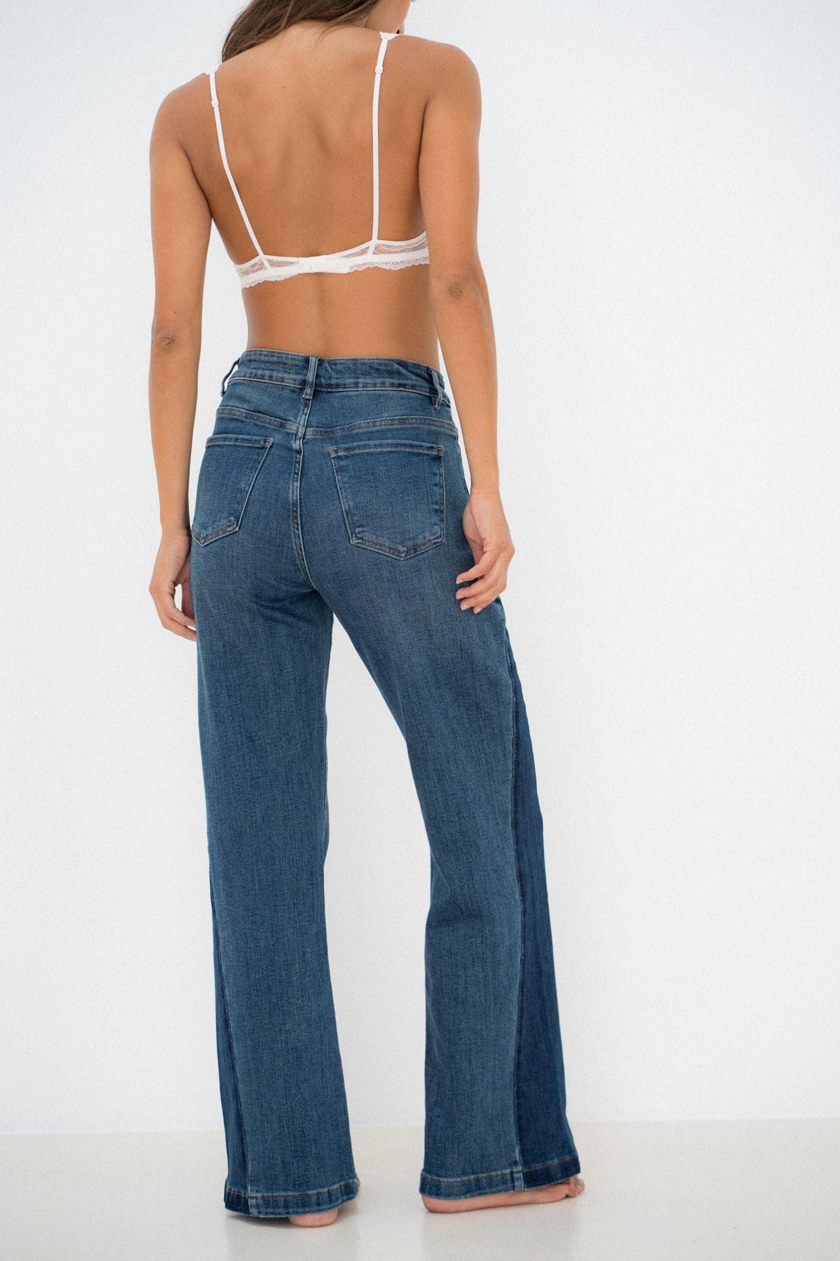Maison Onado Samuel jean flare bleu délavé stretch