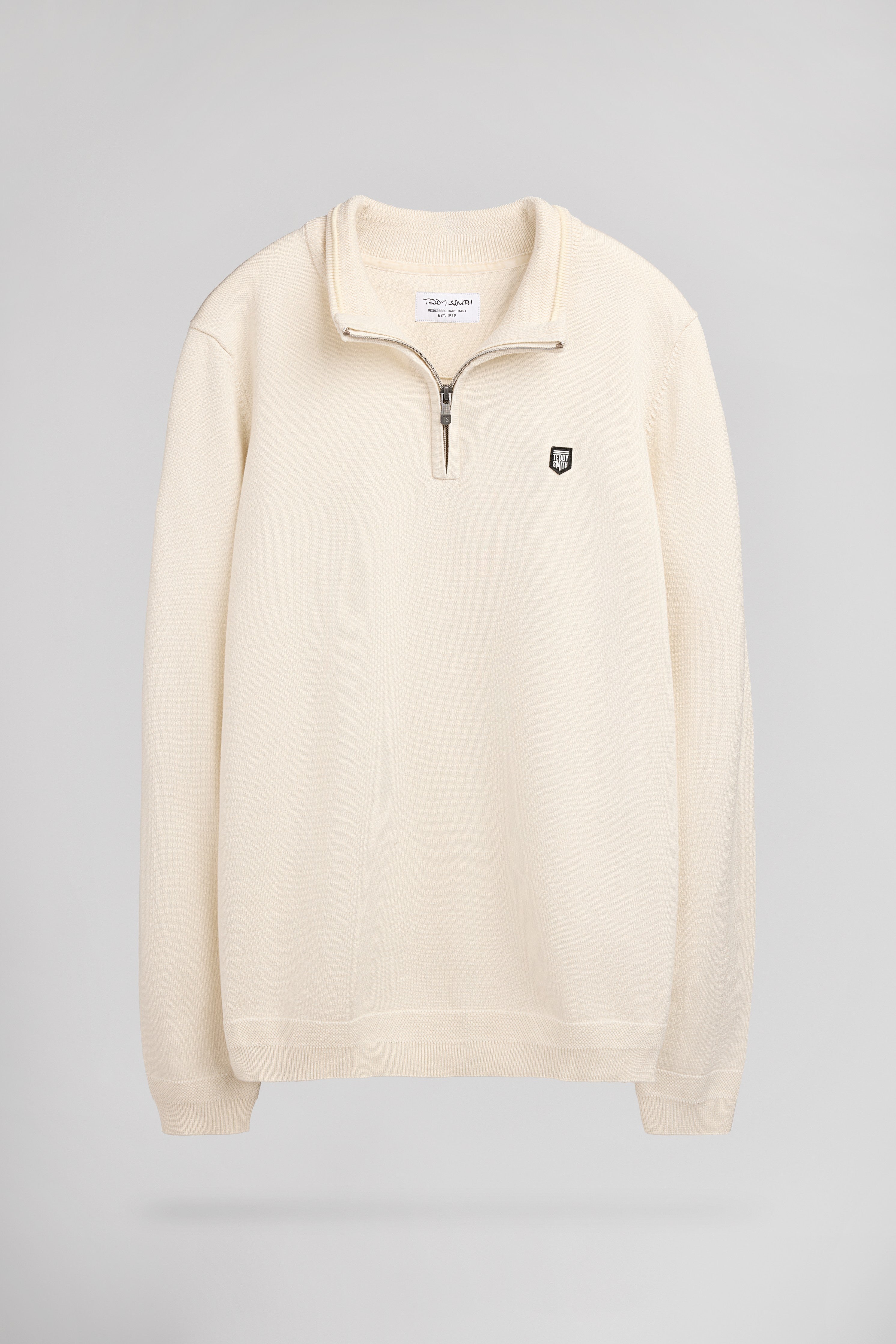 Teddy Smith P-Marty 2 pull crème col montant demi-zip