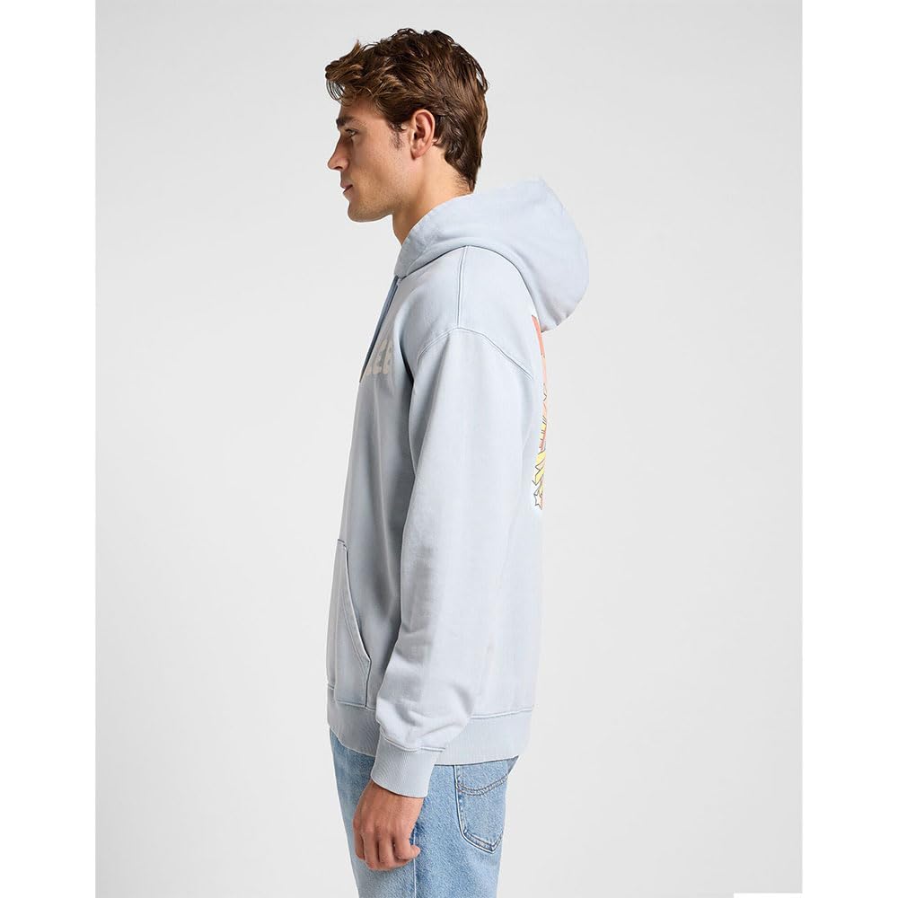 Lee Relaxed Graphic Hoodie sweat homme gris béton M