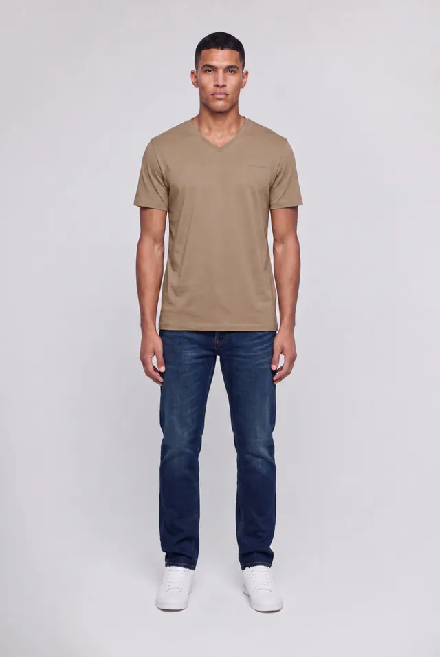 Teddy Smith Tawax 2 MC t-shirt col V beige coton