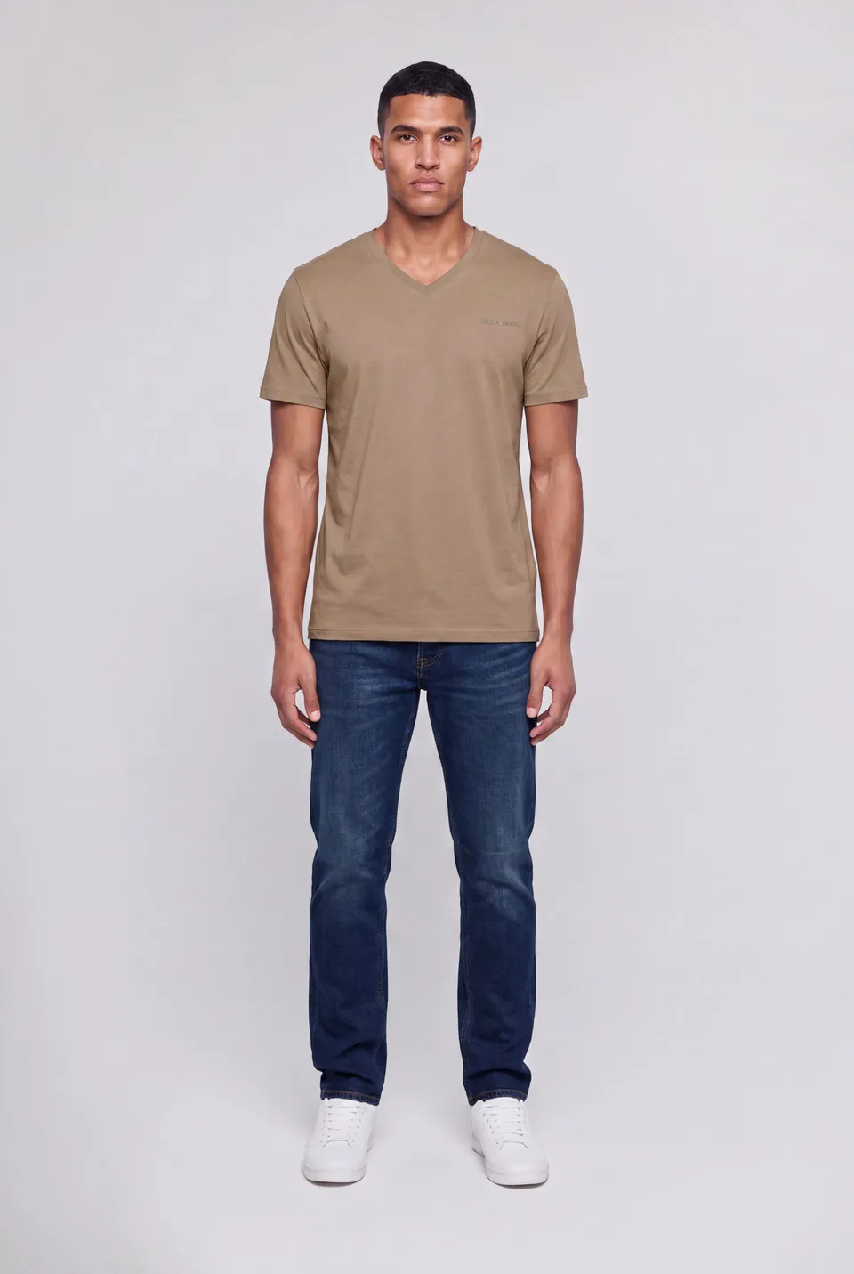 Teddy Smith Tawax 2 MC t-shirt col V beige coton