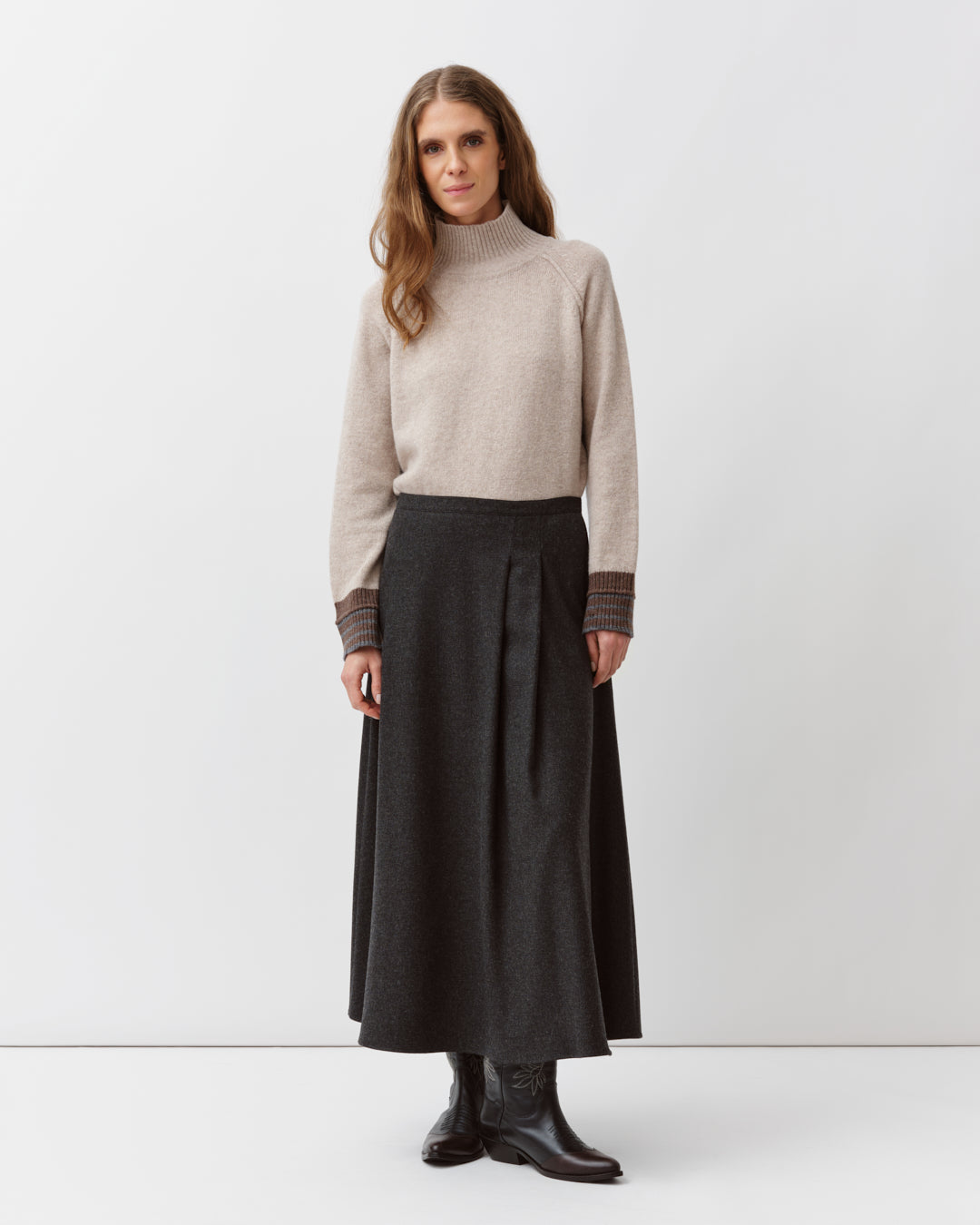 DIEGA JONICO jupe longue anthracite fluide