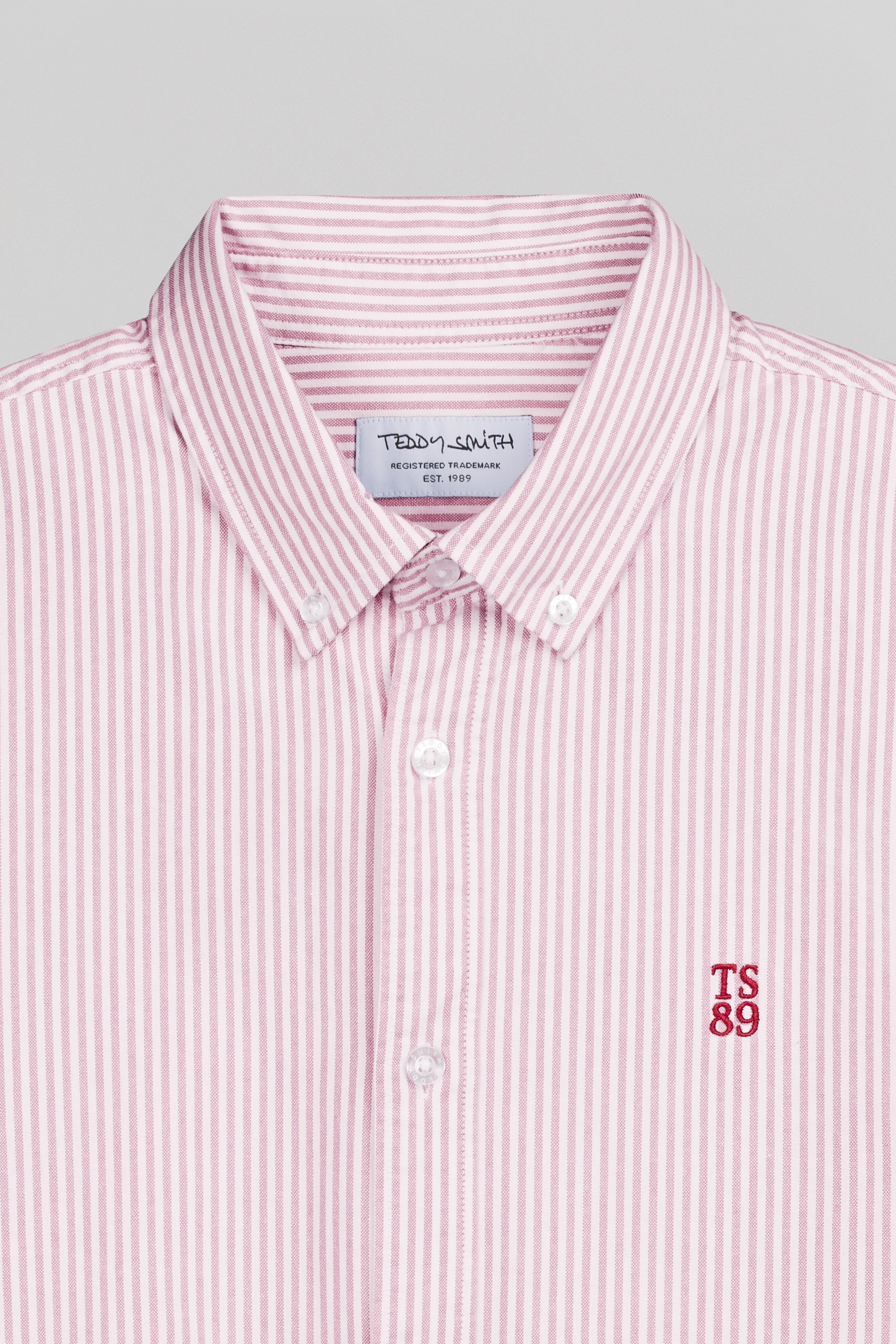 Teddy Smith C-Stanley ML chemise homme rouge rayures oxford