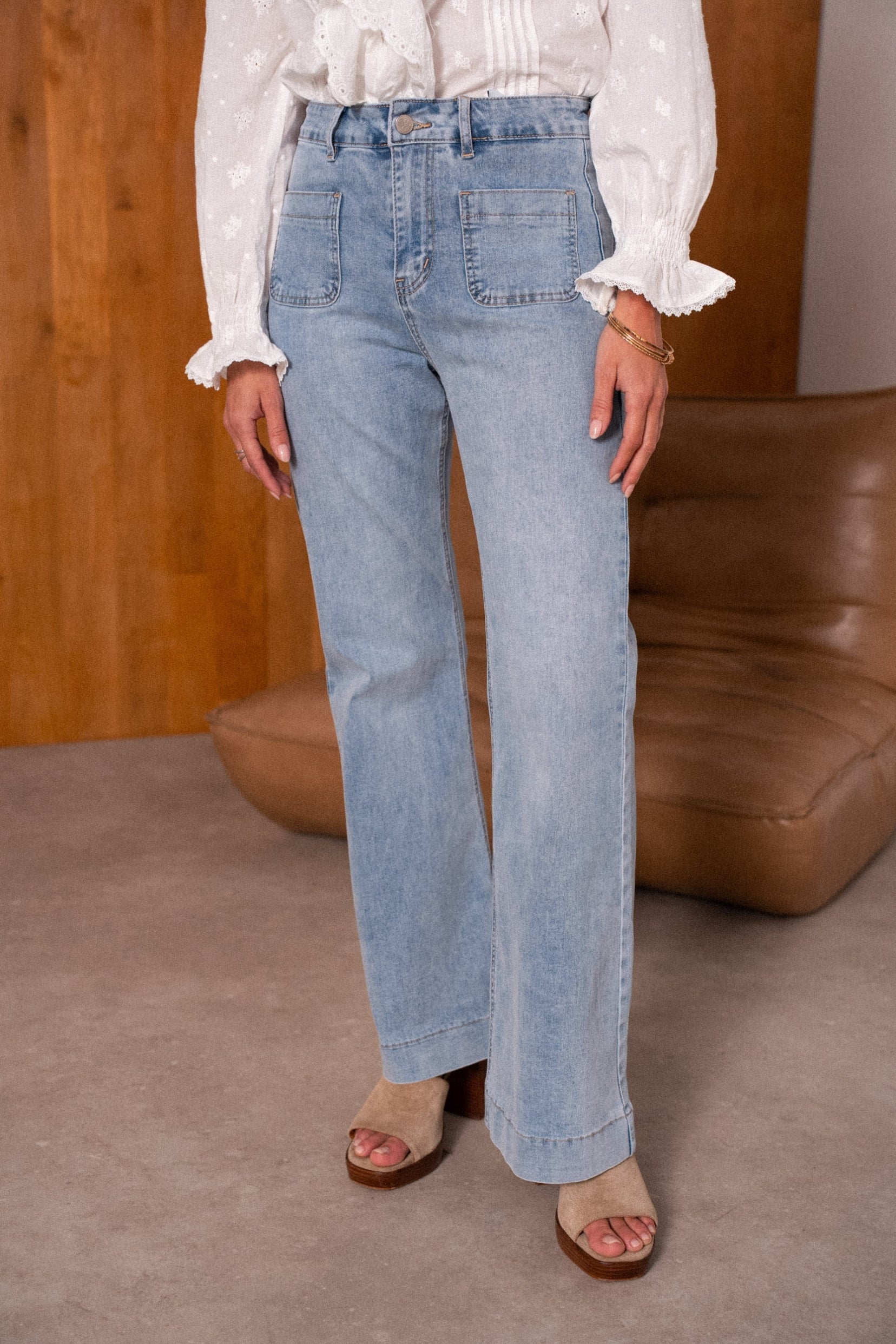 Maison Onado Filina jean wide leg flare bleu
