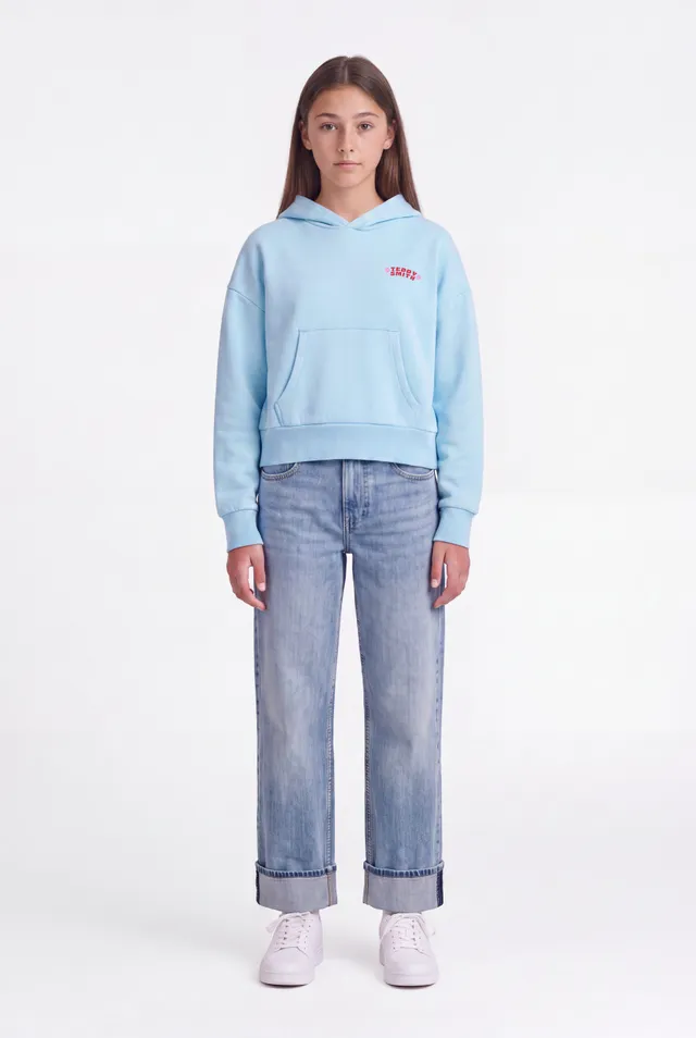 Teddy Smith S-Bird Hoody JR sweat capuche bleu ciel fille