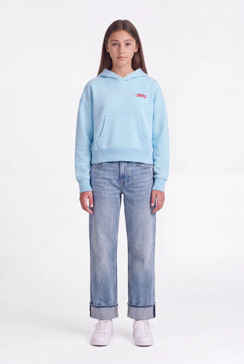Teddy Smith S-Bird Hoody JR sweat capuche bleu ciel fille