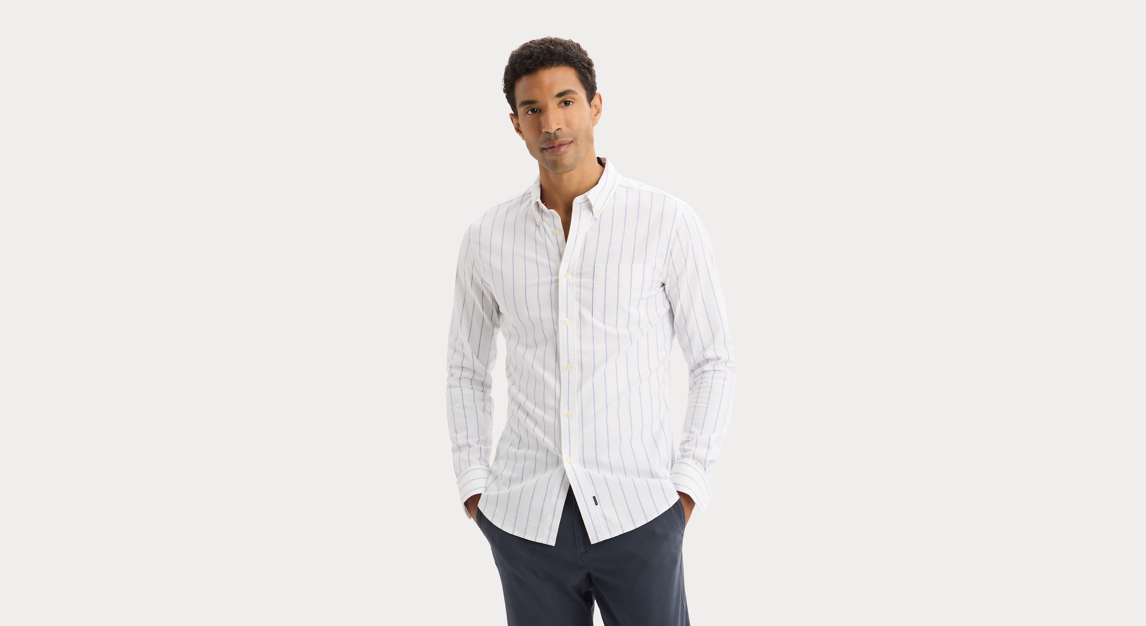 Dockers Oxford 2 Button Collar chemise homme slim bleu vista