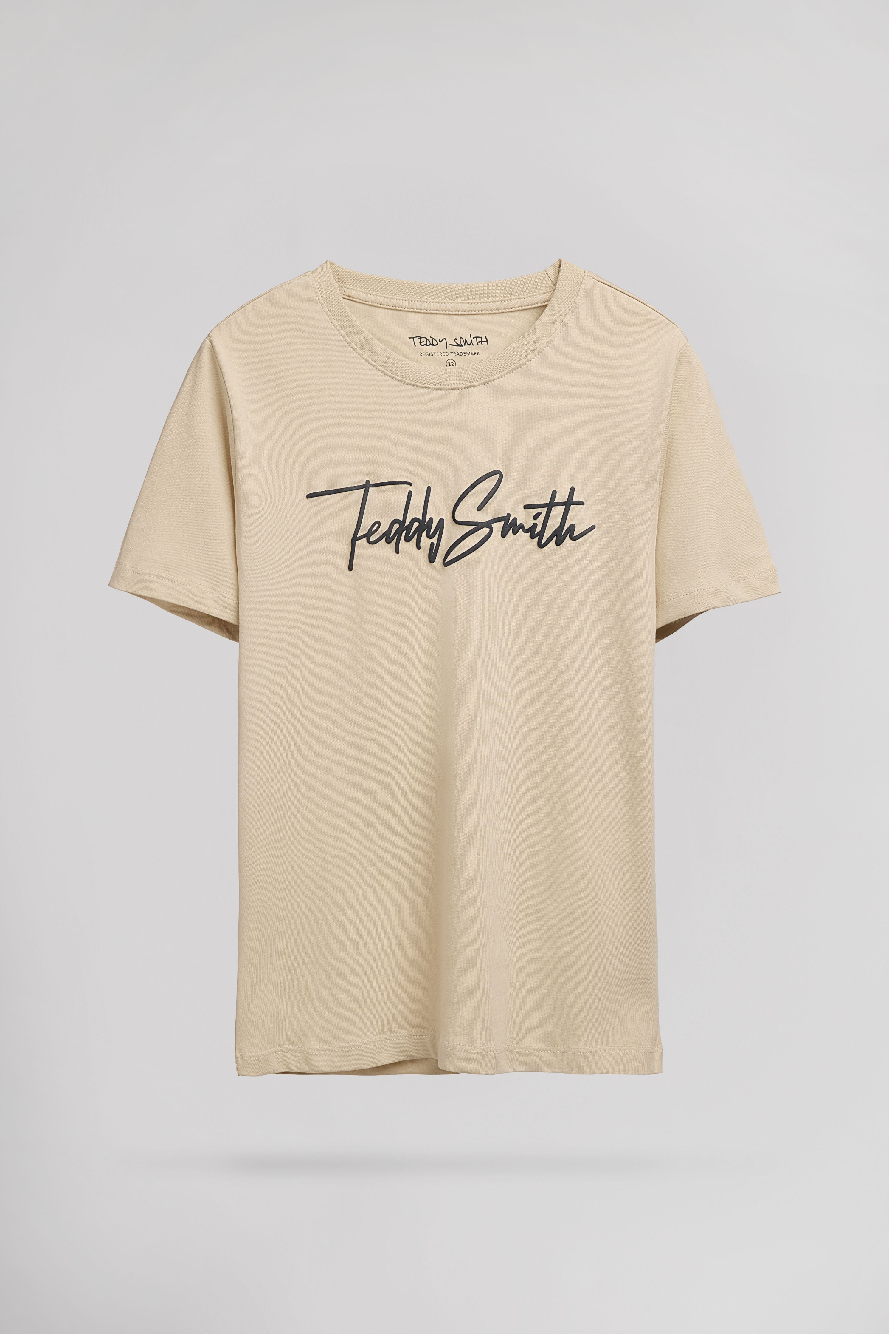 Teddy Smith T-Evan MC JR t-shirt garçon Beige Clair coton