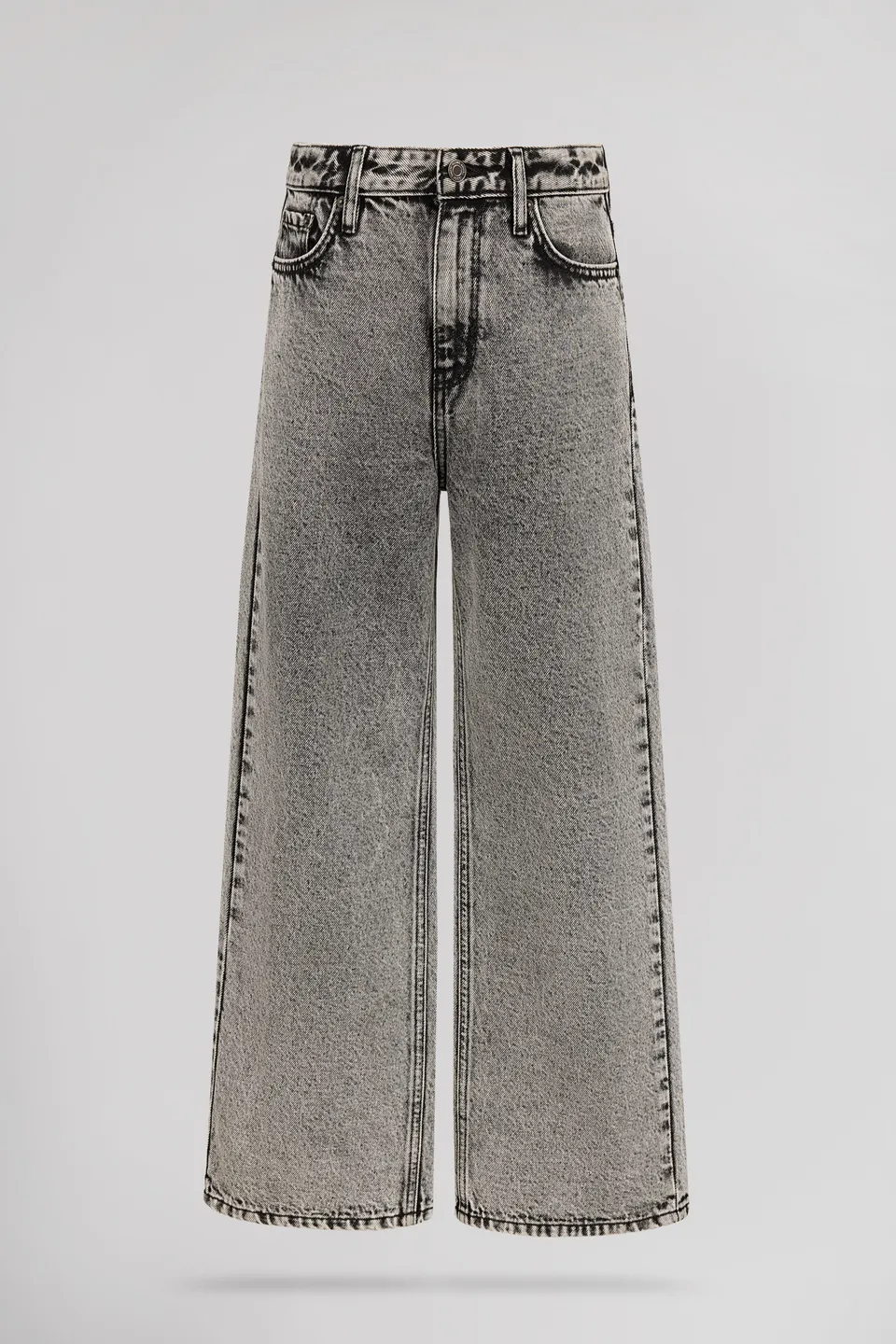 Teddy Smith P-Electra Jr jean large gris fille taille haute