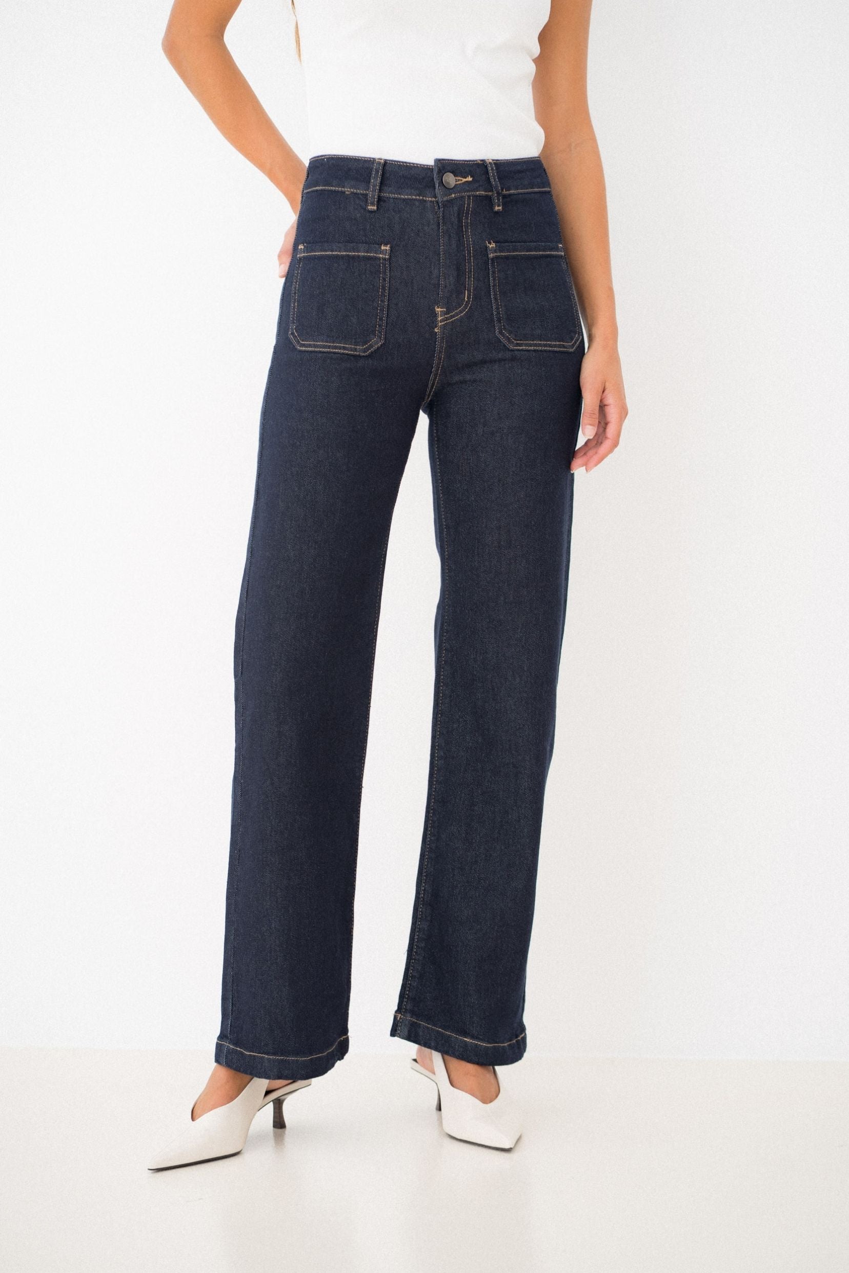 Maison Onado Bruna jean droit brut poches plaquées