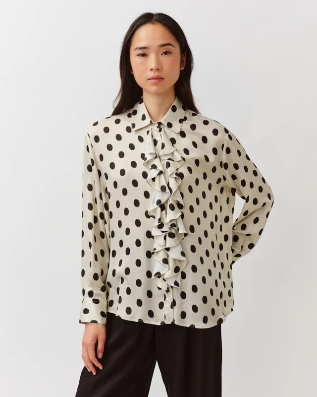 DIEGA CIANTA chemise écru noir jabot volanté