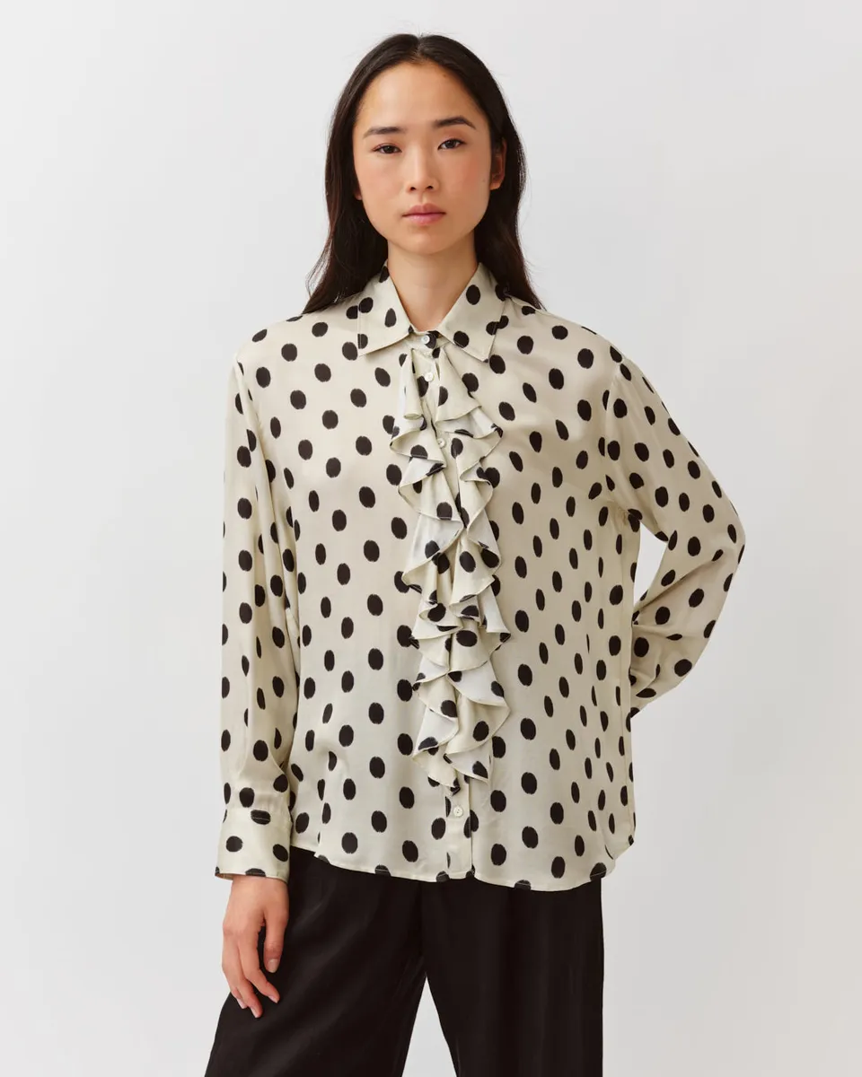 DIEGA CIANTA chemise écru noir jabot volanté
