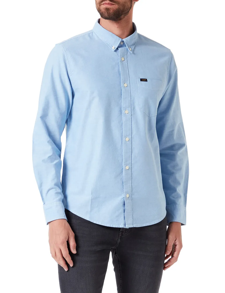 Lee Bouton Down t-shirt homme Prep Blue col boutonné