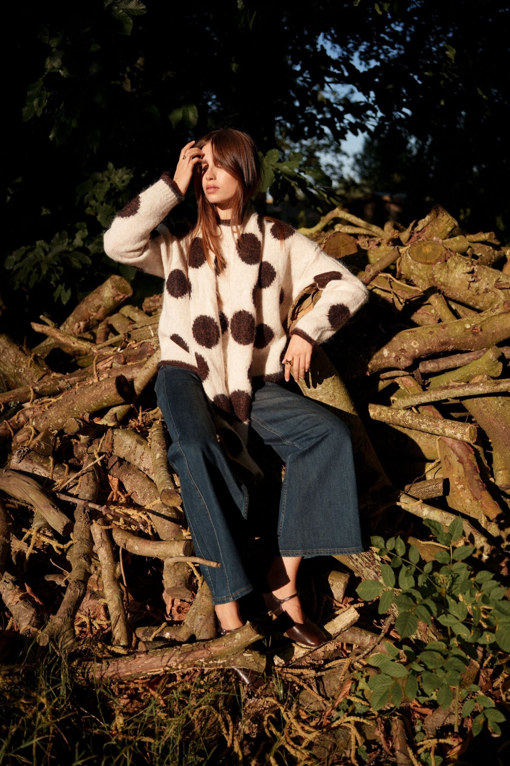 Maison Onado Bree gilet pois avec écharpe