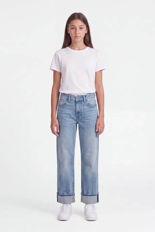 Teddy Smith Boyfriend JR jean fille indigo clair délavé