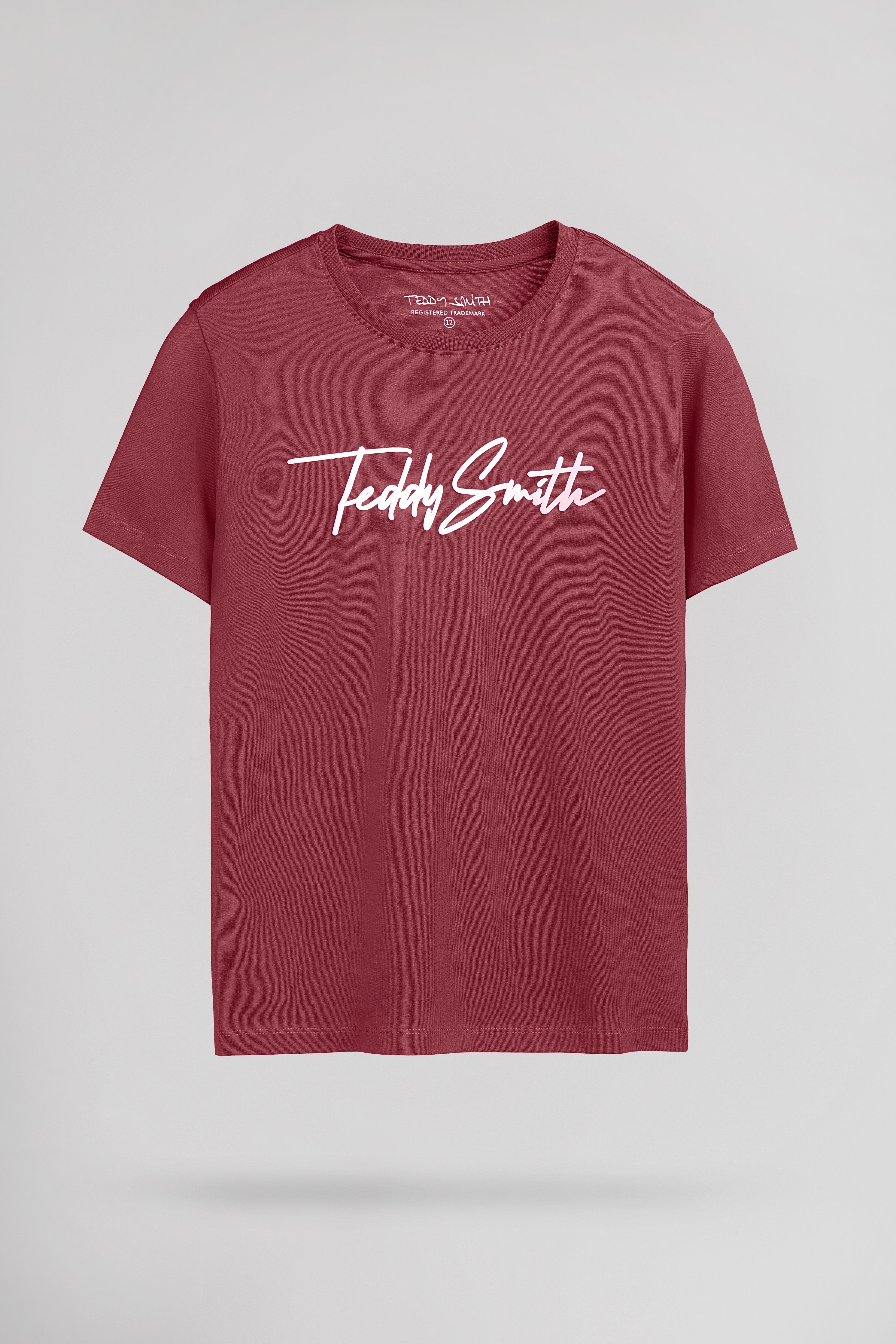 Teddy Smith T-Evan MC JR T-shirt garçon framboise foncé coton