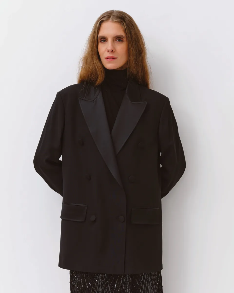 DIEGA VAGO veste smoking noir double boutonnage