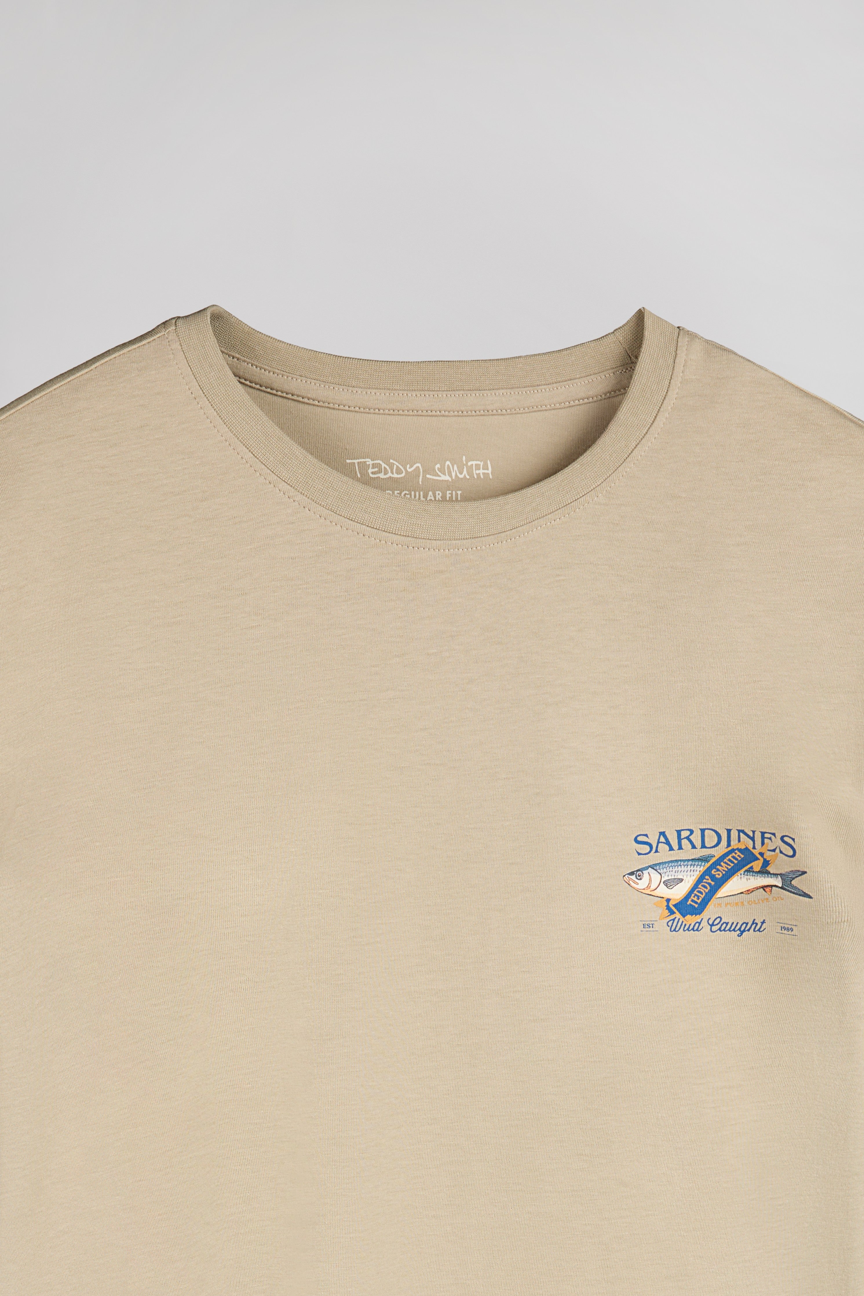 Teddy Smith T-Fish t-shirt beige col rond coton