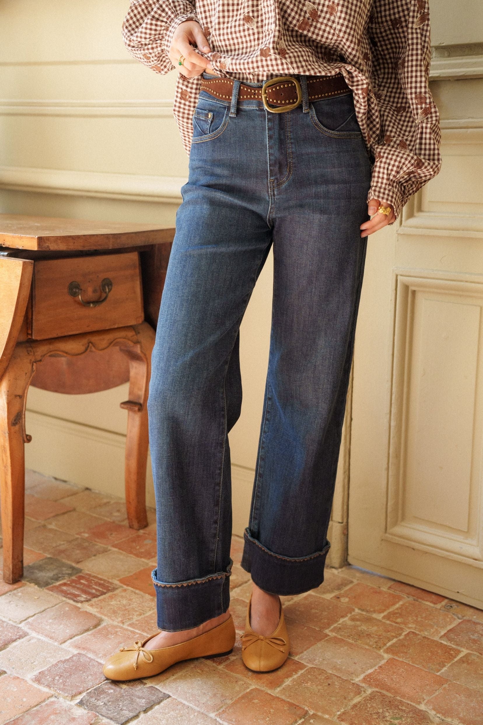 Maison Onado Nino jean droit bleu délavé taille haute