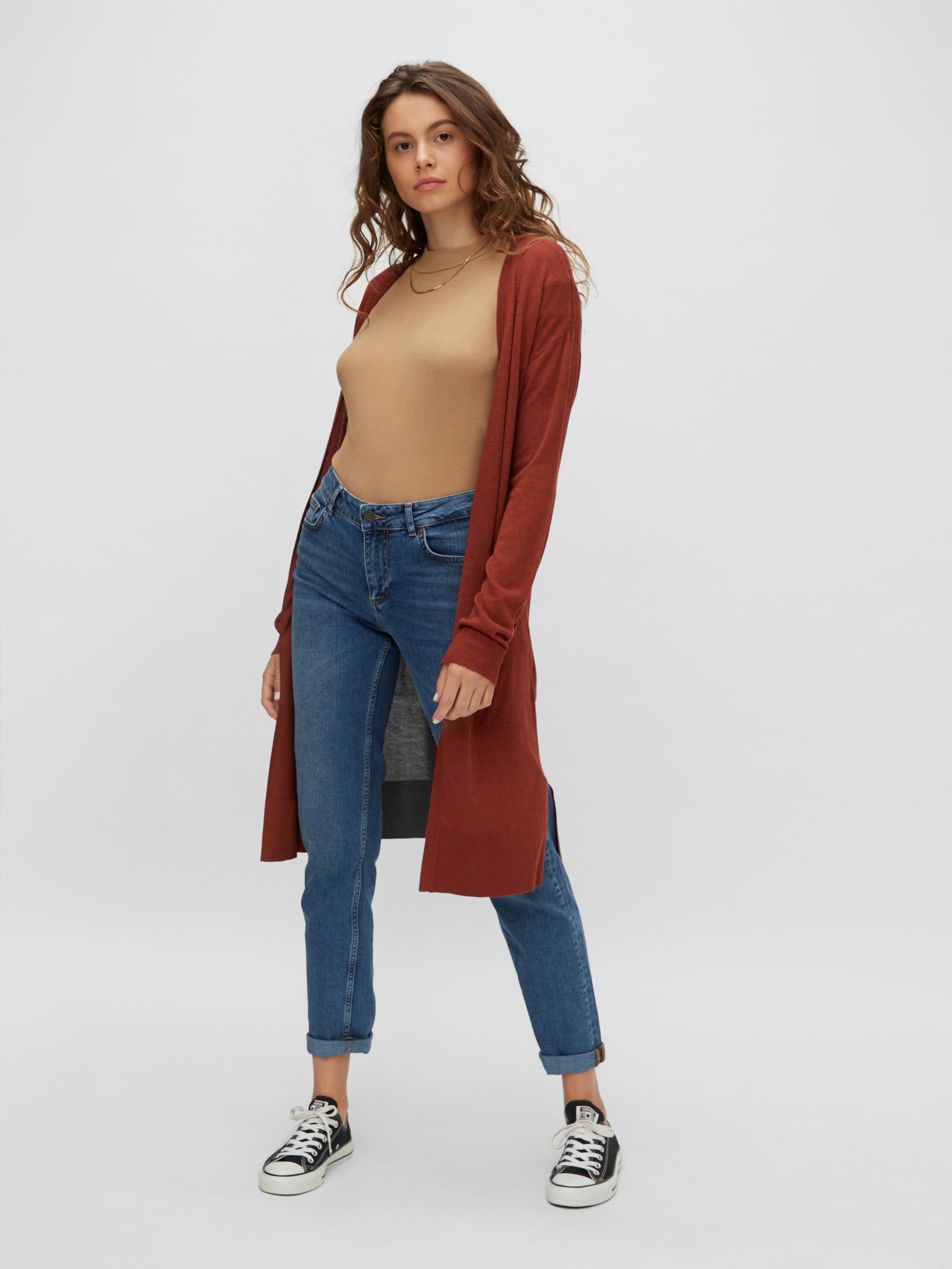 Noisy May gilet long ouvert maille viscose poches