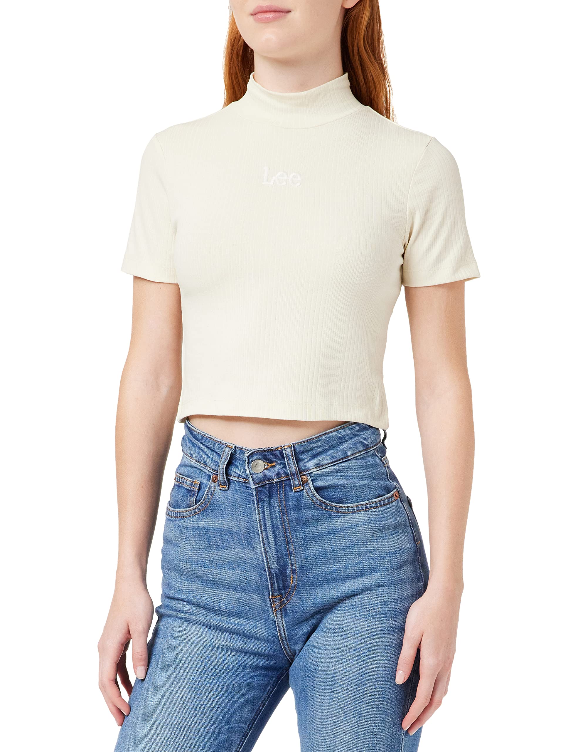Lee Rib Shrunken t-shirt écru côtelé femme