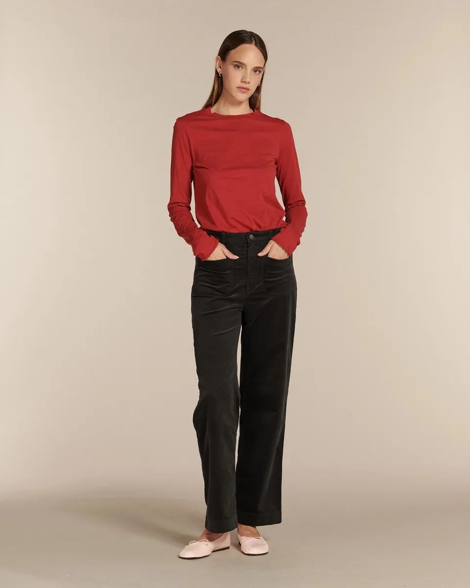 Labdip Samuel Velvet pantalon taille haute ardoise