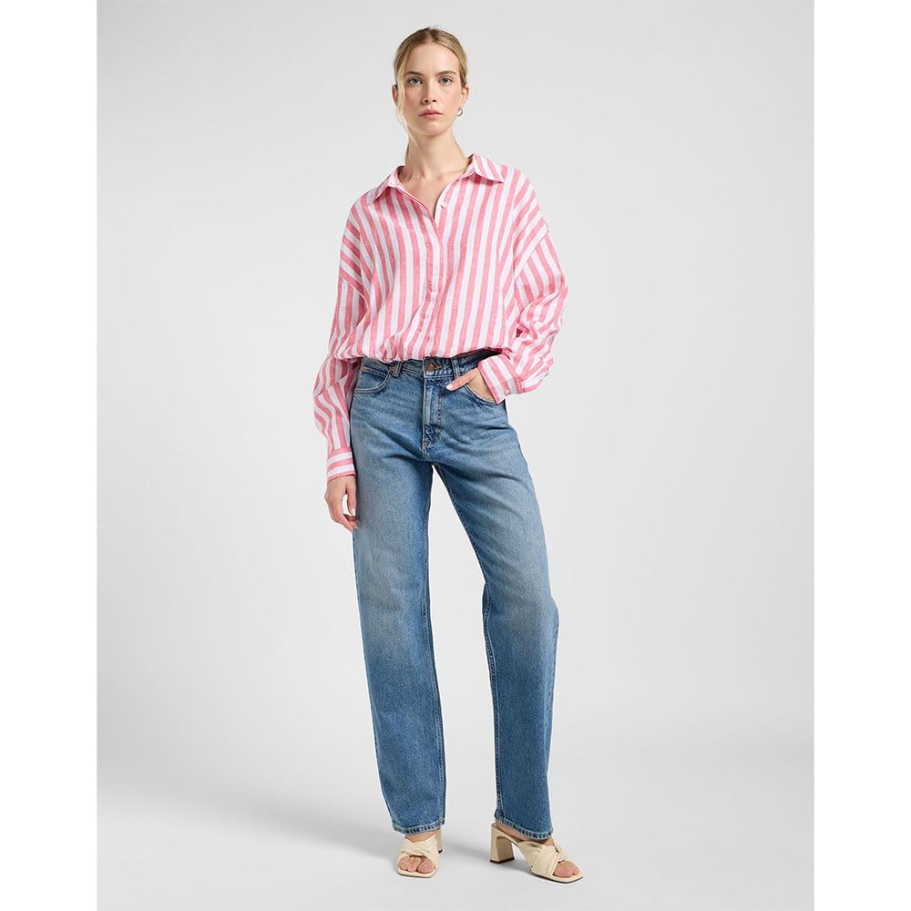 Lee Elasticated Shirt chemise slim femme XL rayures roses
