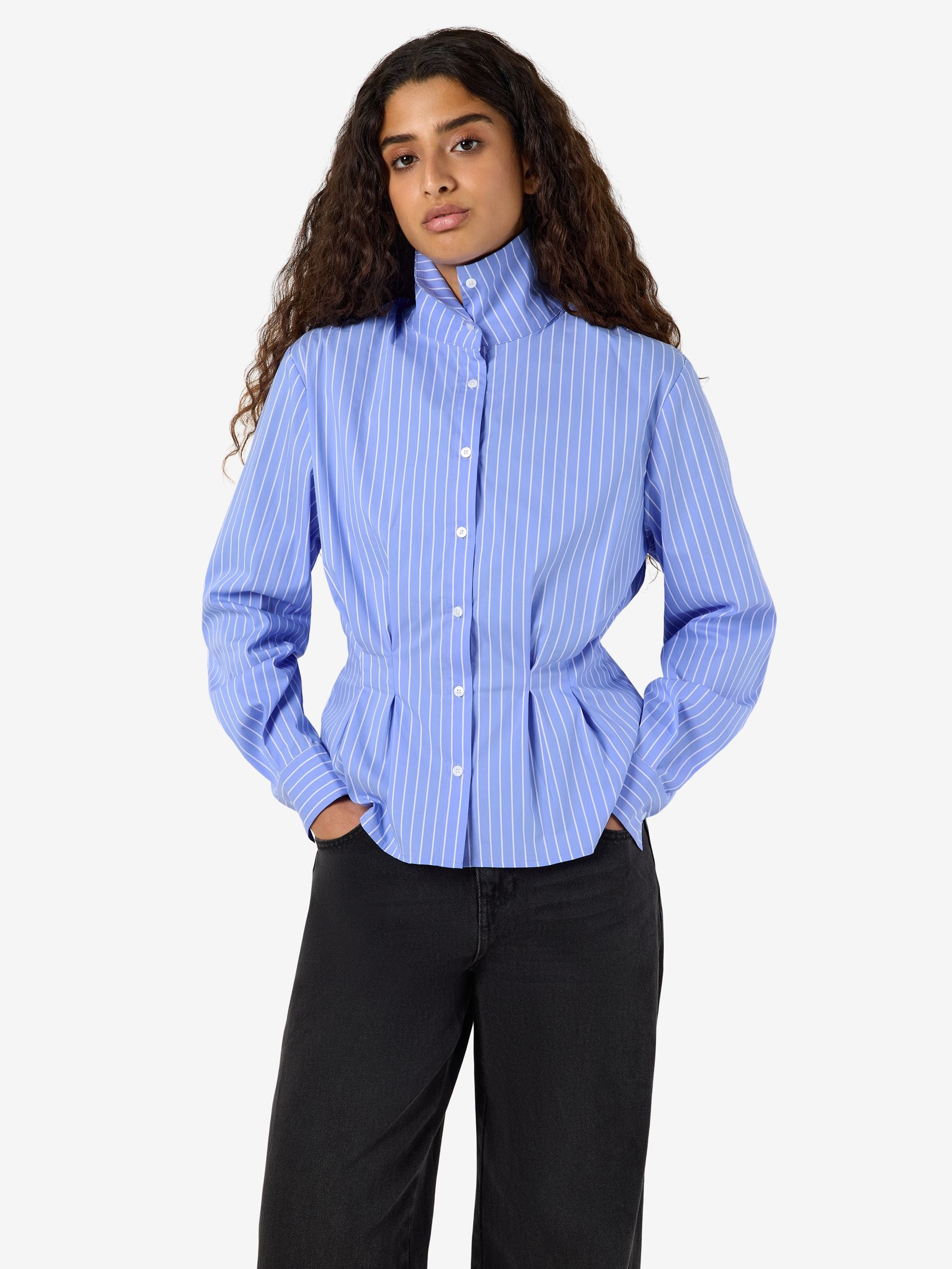 Noisy May chemise rayée slim taille froncée
