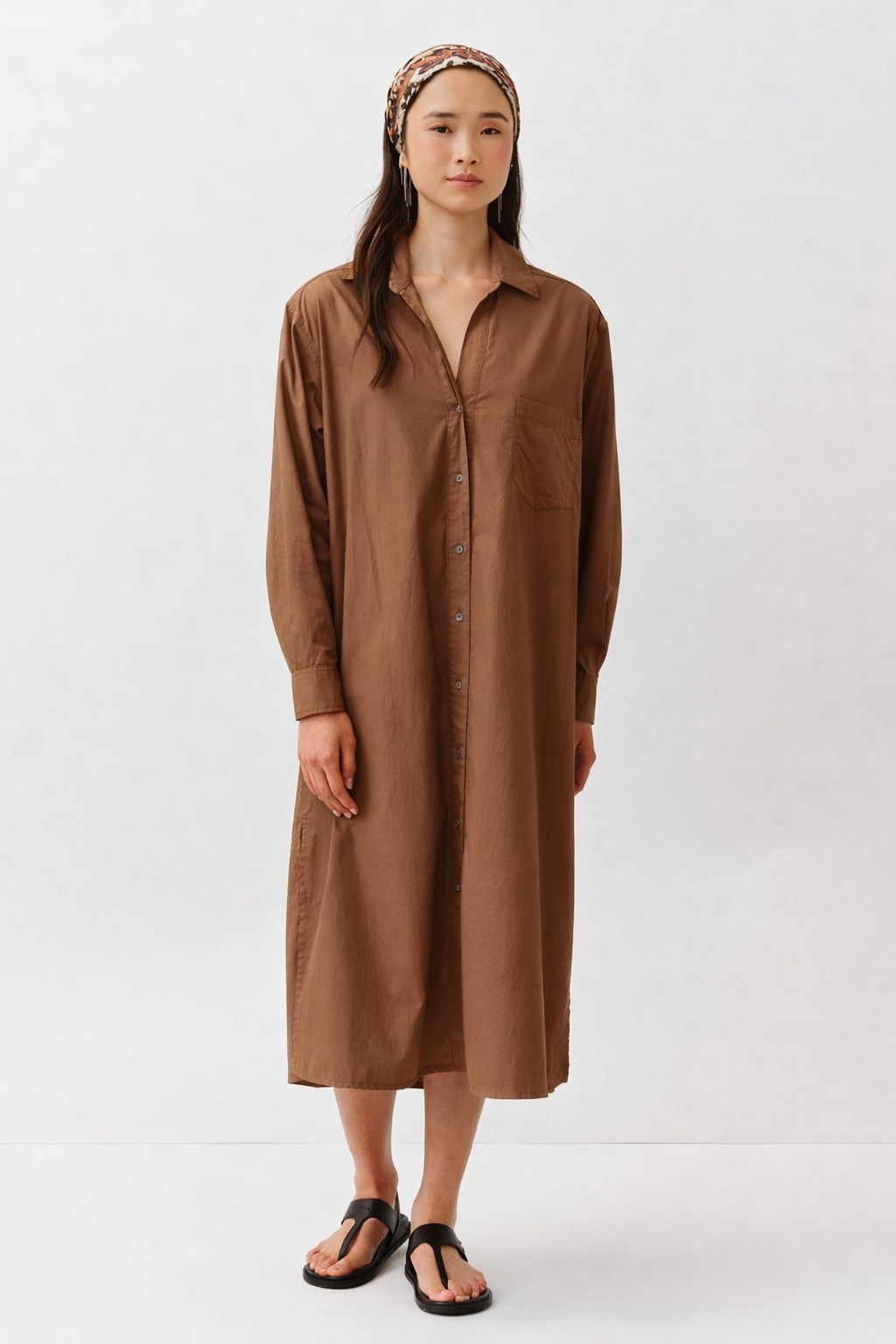 DIEGA RIVATA robe chemise camel manches longues