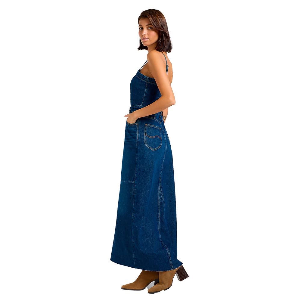 Lee Maxi Denim Dress robe femme Dark Fusion denim